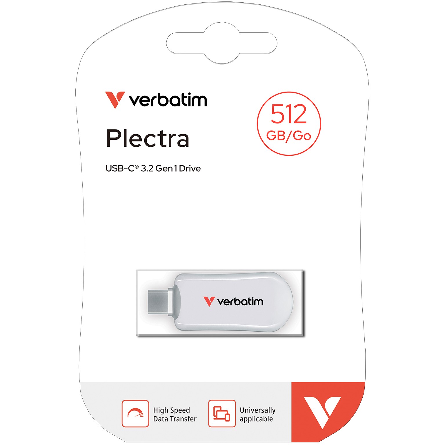 USB-Stick 512GB Verbatim 3.2 Typ C Plectra Flash Drive white