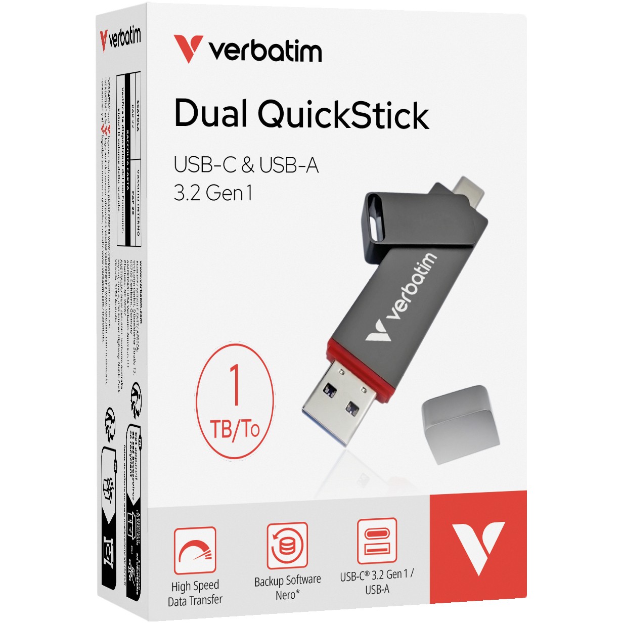 USB-Stick   1TB Verbatim 3.2 Typ A/C Dual Quick Stick