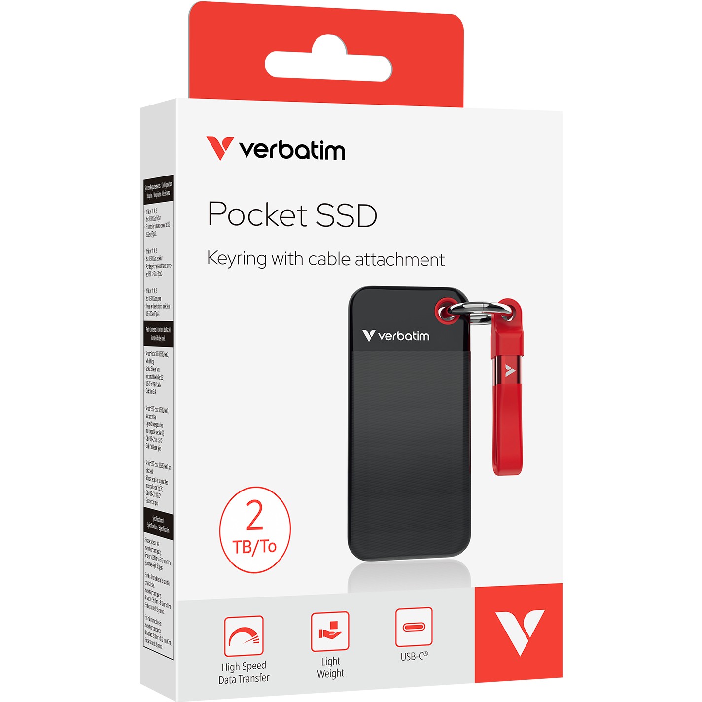 SSD 2TB Verbatim Pocket SSD USB 3.2 black/red retail
