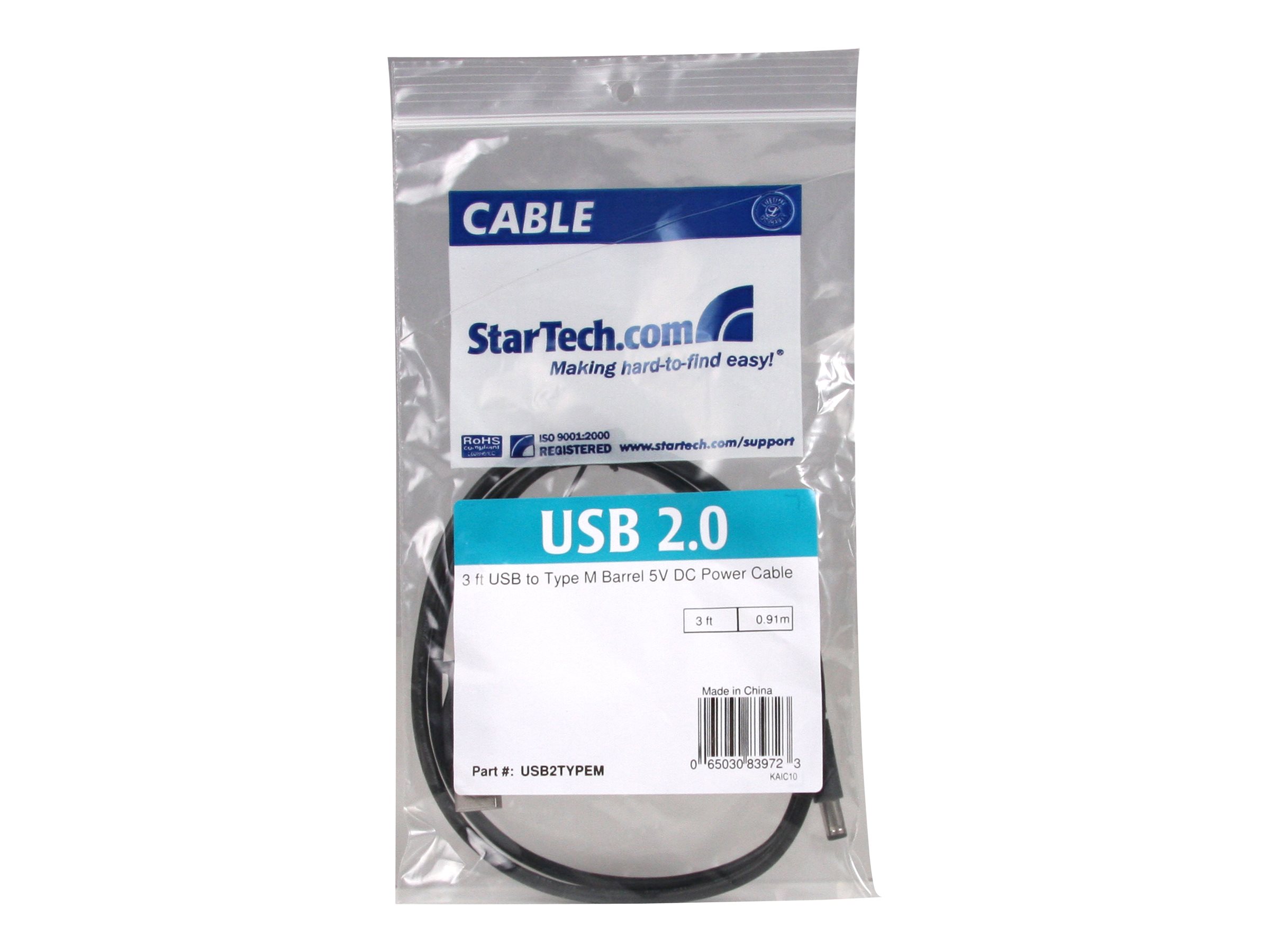 STARTECH Type M Barrel Power Cable