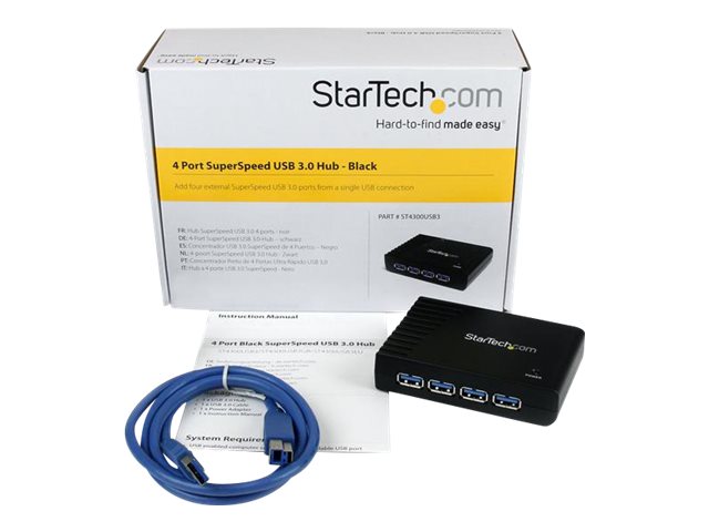STARTECH ST4300USB3EU 4 Port Black