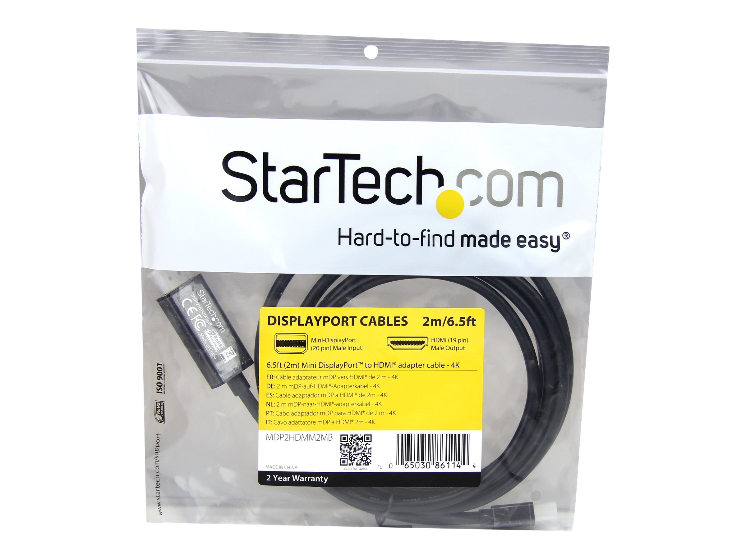 STARTECH 1,8m mDP to HDMI cable - 4K