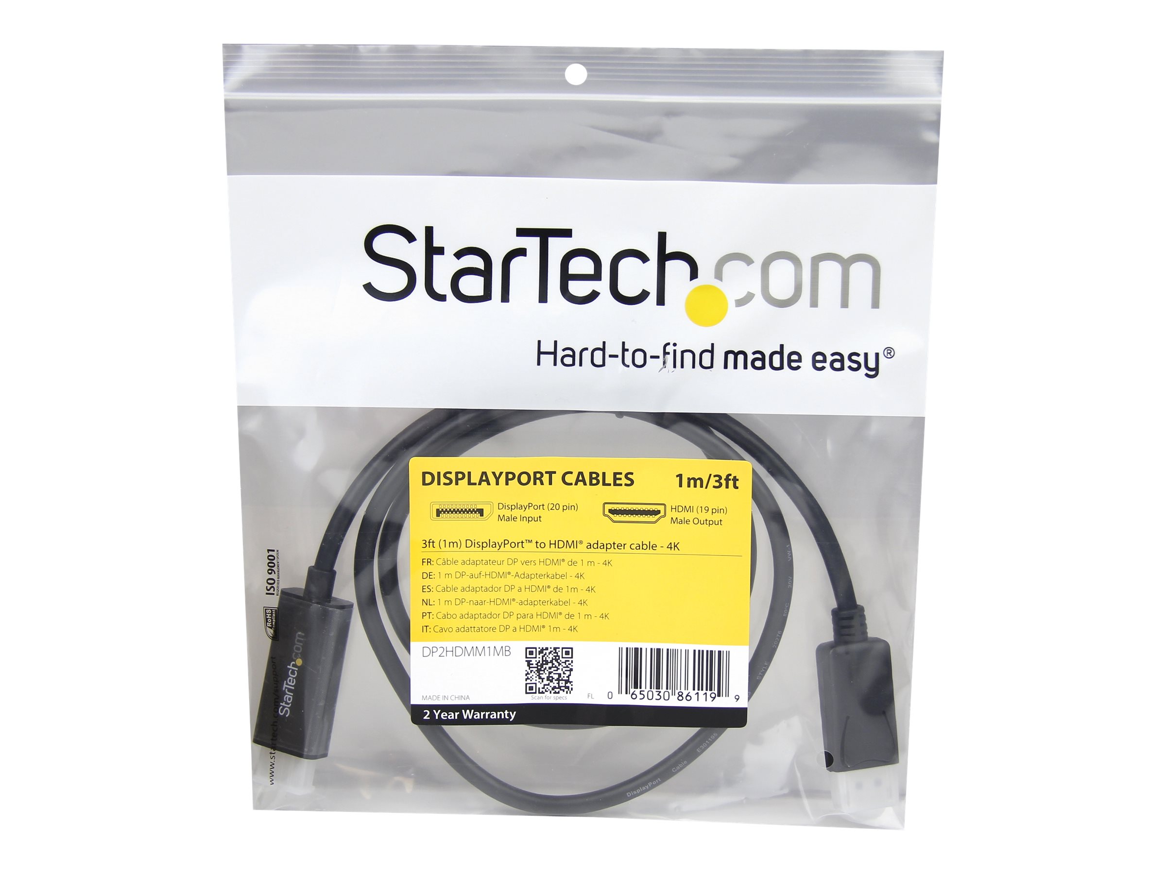 STARTECH 90cm DP to HDMI cable - 4K