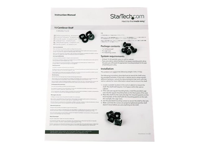 STARTECH 1U Rack Shelf 10in Rack