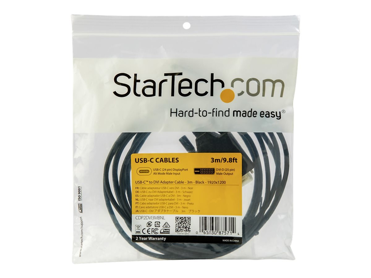 STARTECH 3m USB-C to DVI Cable - Black