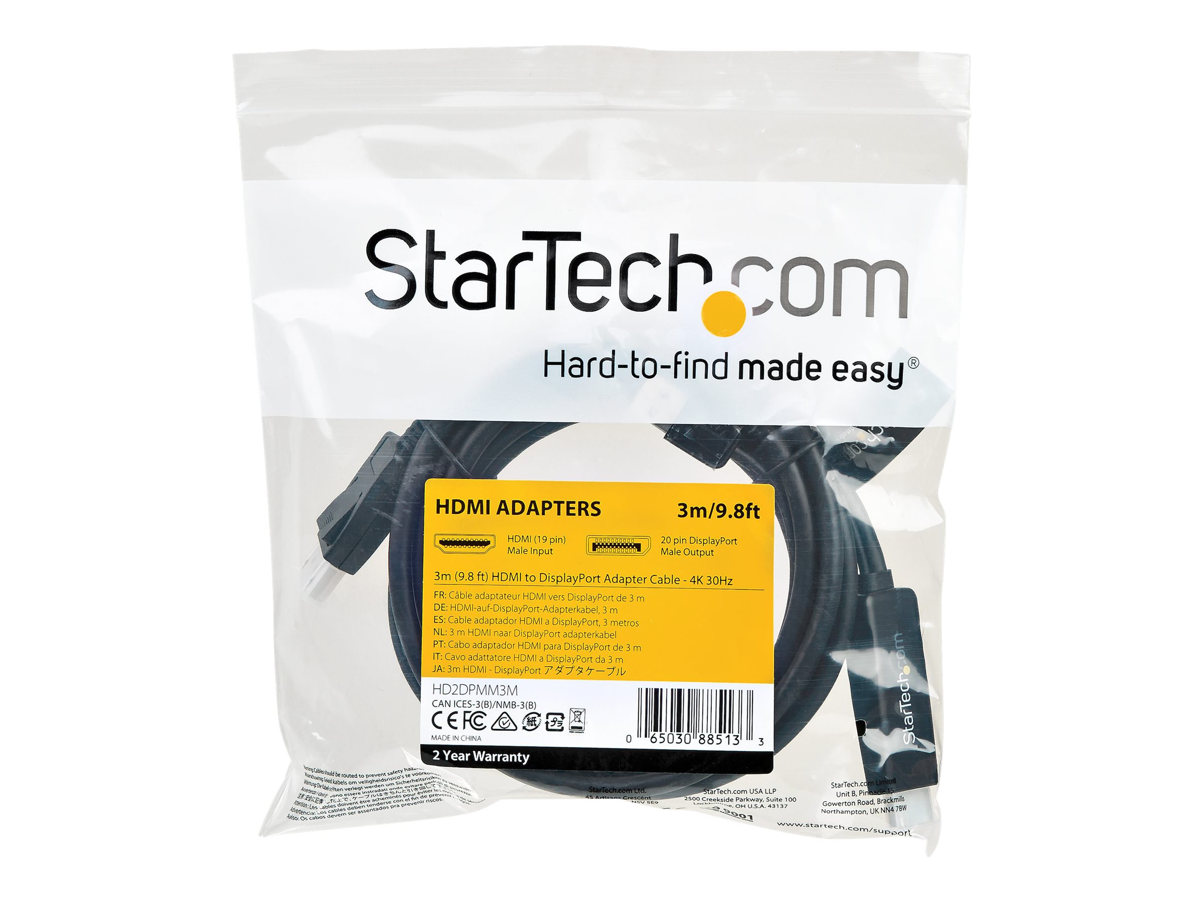 STARTECH 4k HDMI auf DisplayPort Kabel