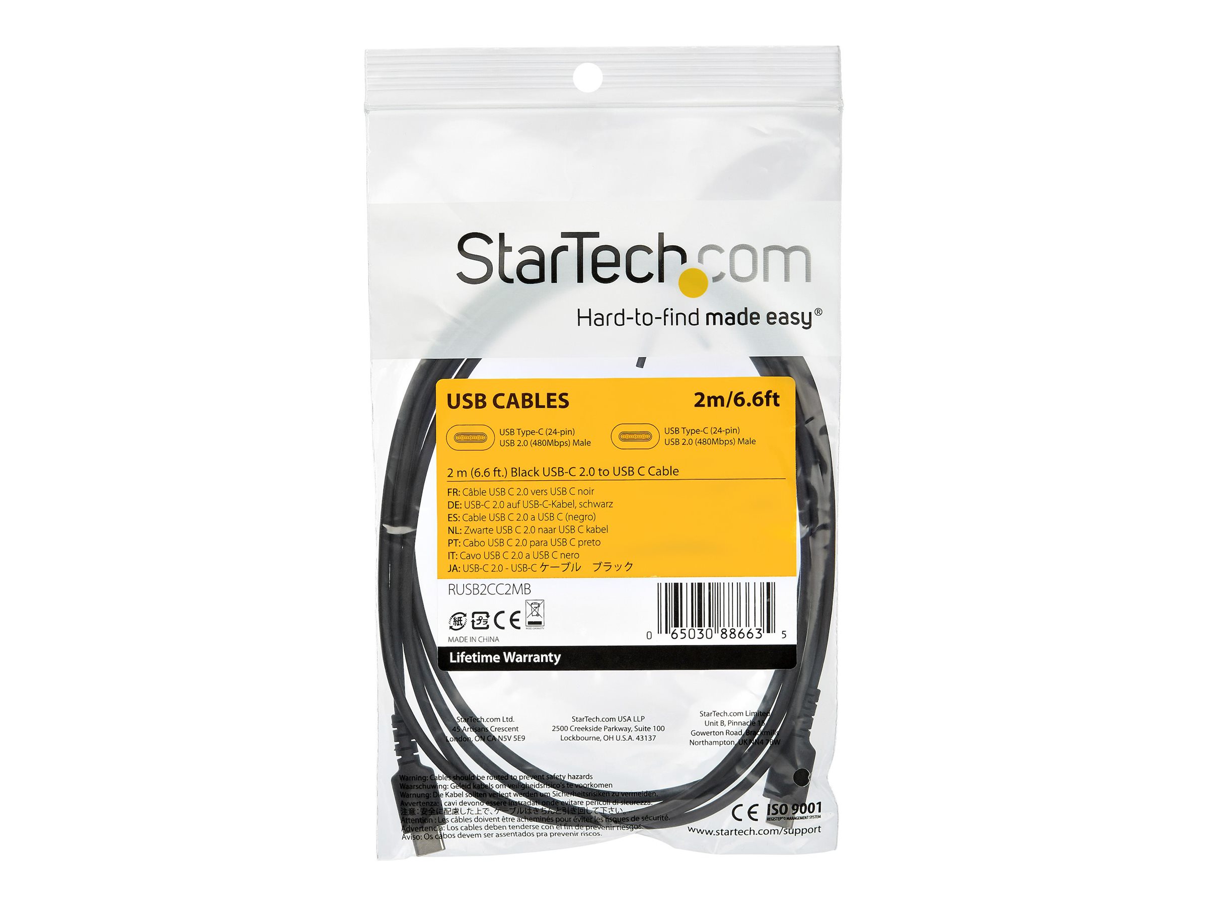 STARTECH 2m USB C Kabel - Schwarz
