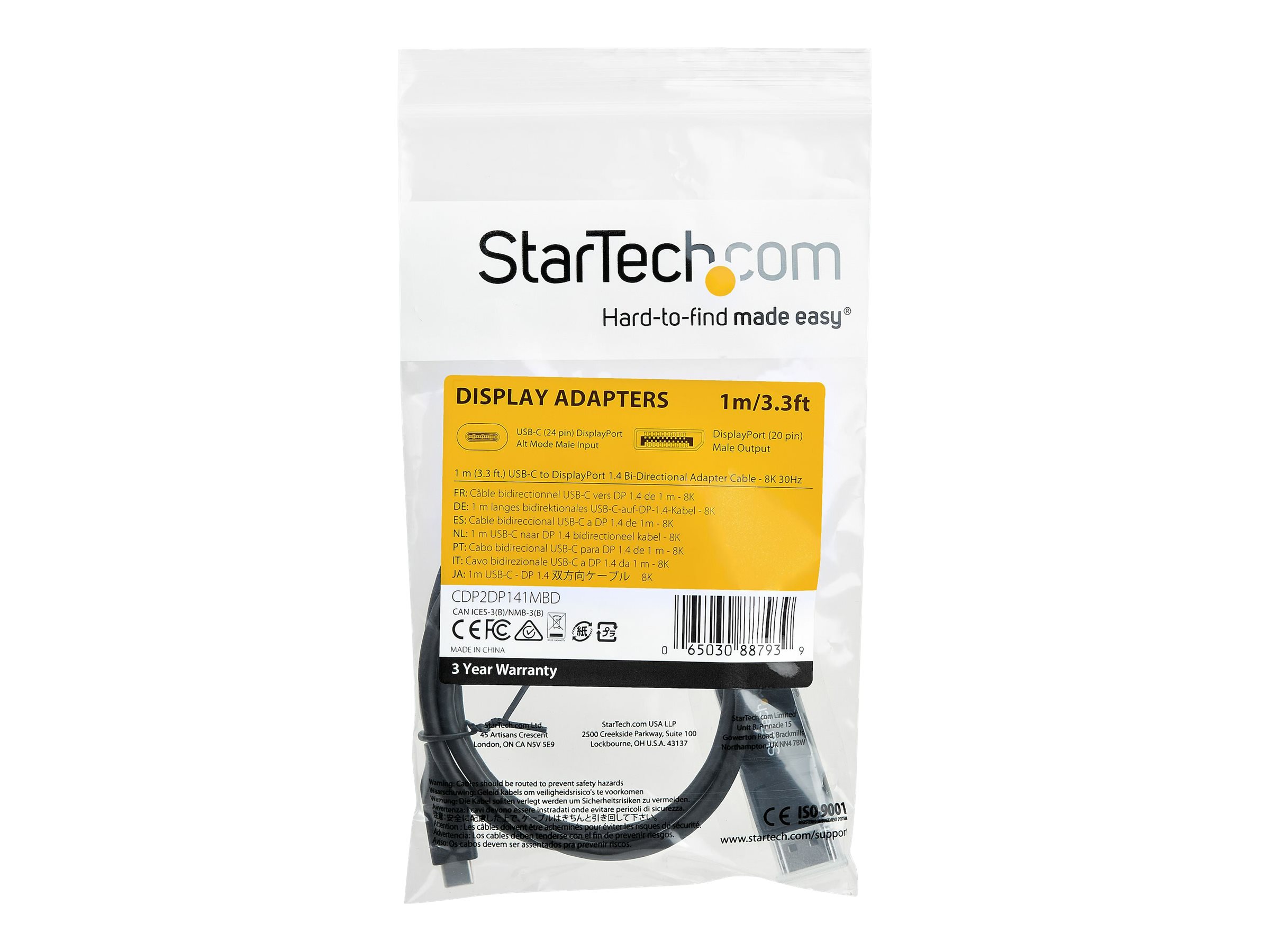 STARTECH 3.3 ft. USB C to DP 1.4 Cable