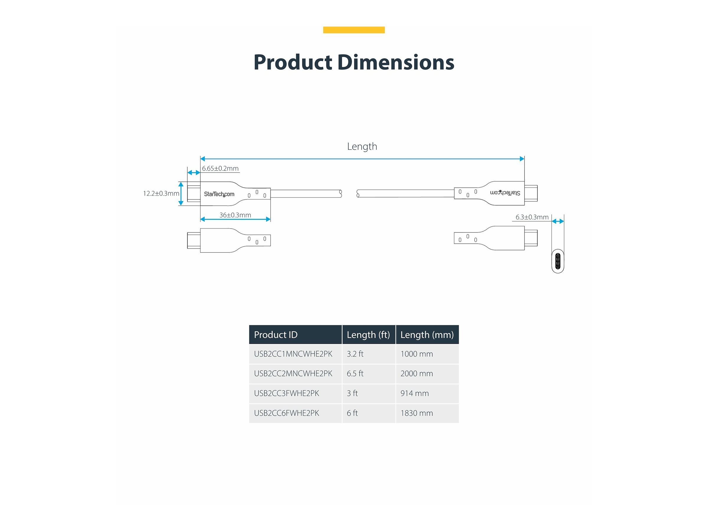 STARTECH 2m Weisses USB-C Kabel 2er-Pack