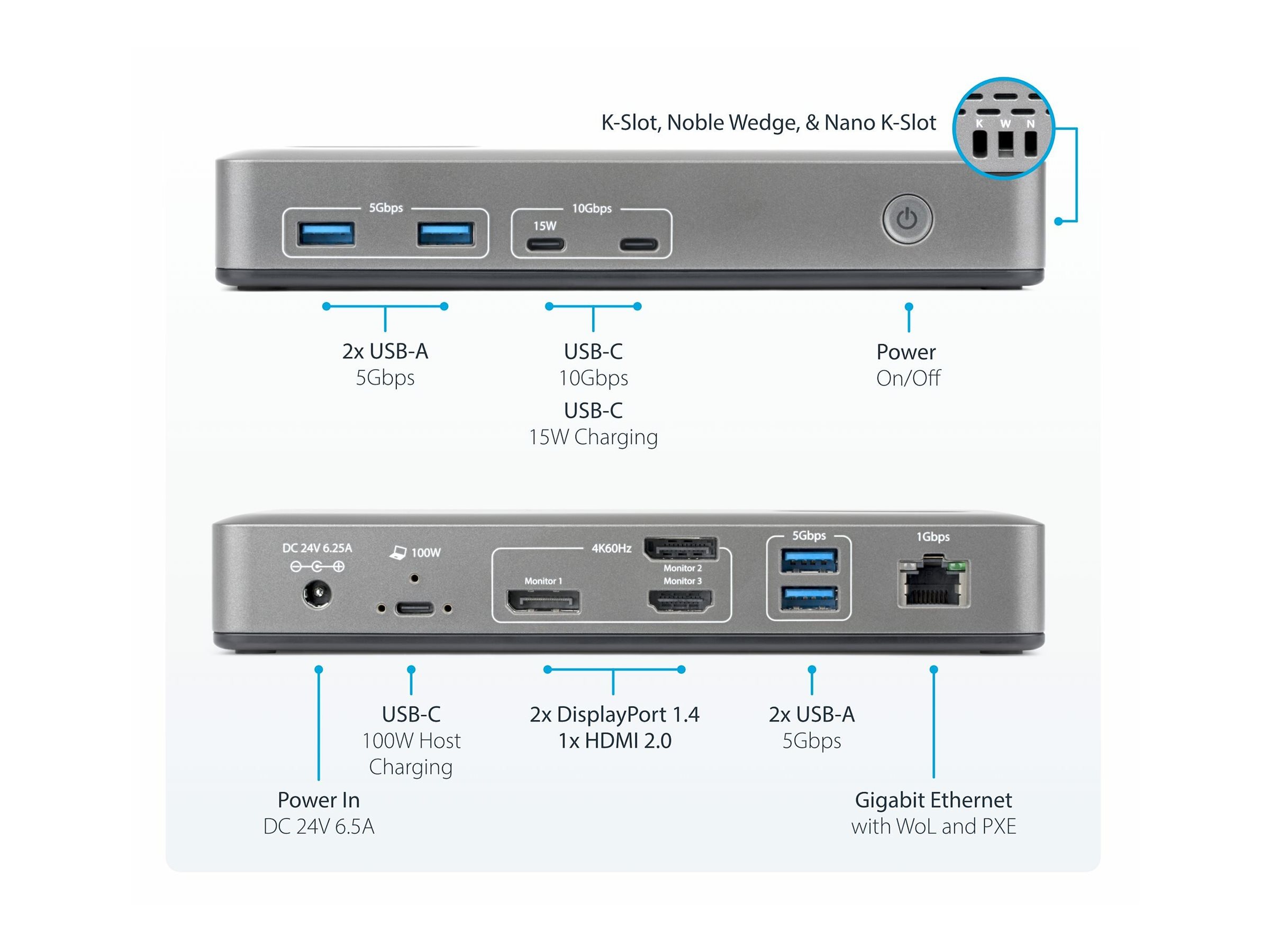 STARTECH 3x Monitor USB-C Dock 100W PD