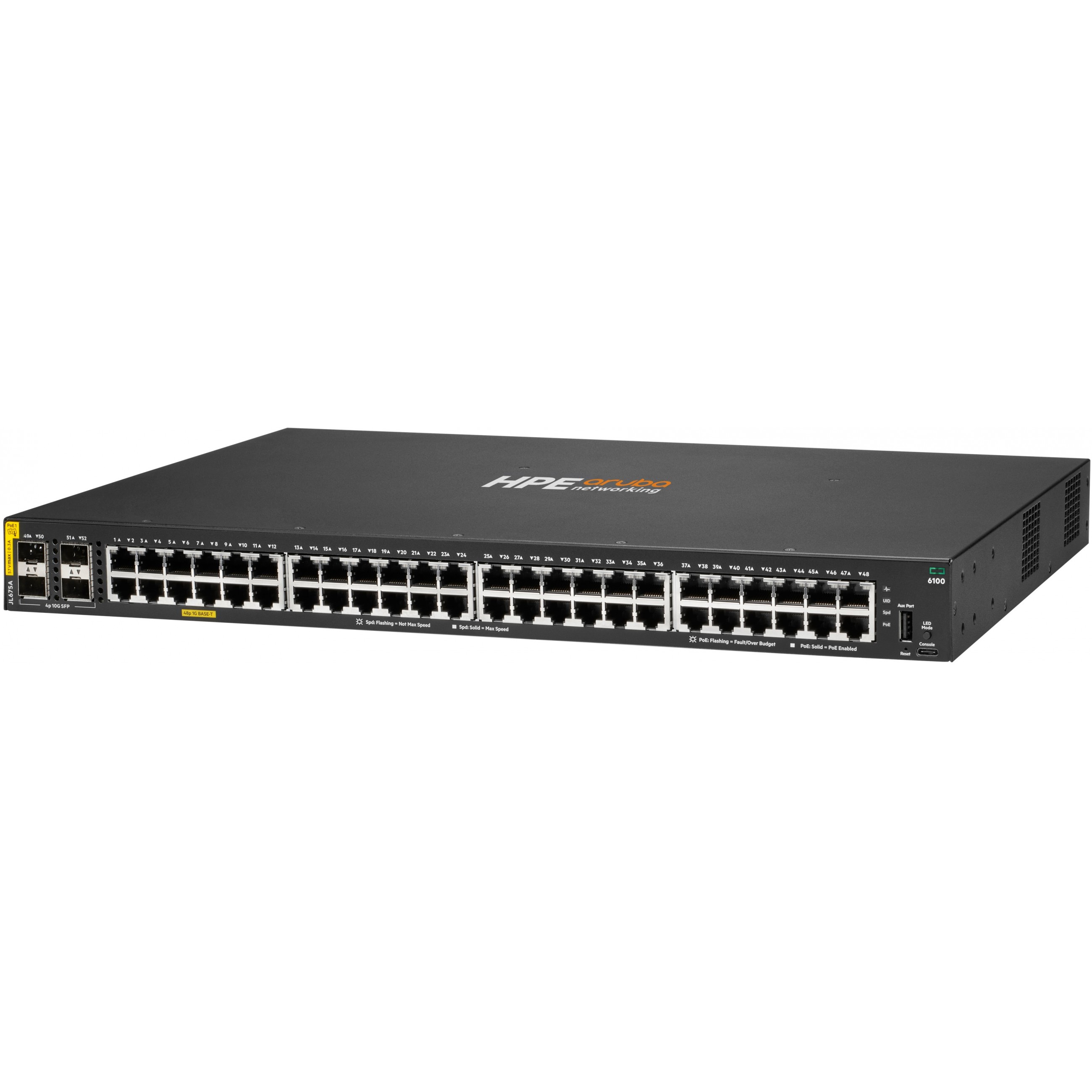 HPE Aruba Networking CX 6100 48G Class4 PoE 4SFP+ 370W Switch