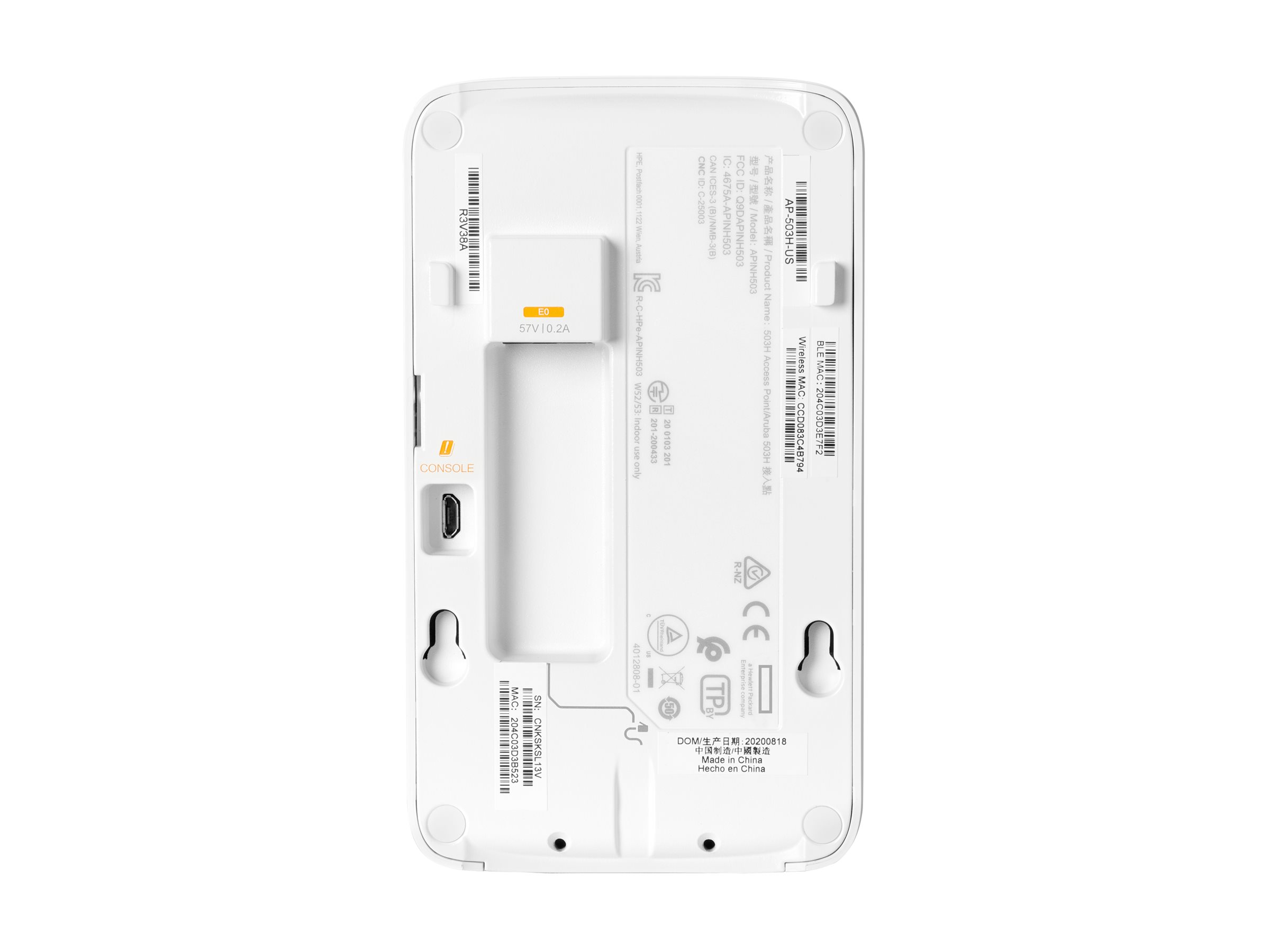 HPE Aruba Networking AP-503H (RW) Dual Radio 802.11ax 2x2 1+2 Ethernet Unified Hospitality AP