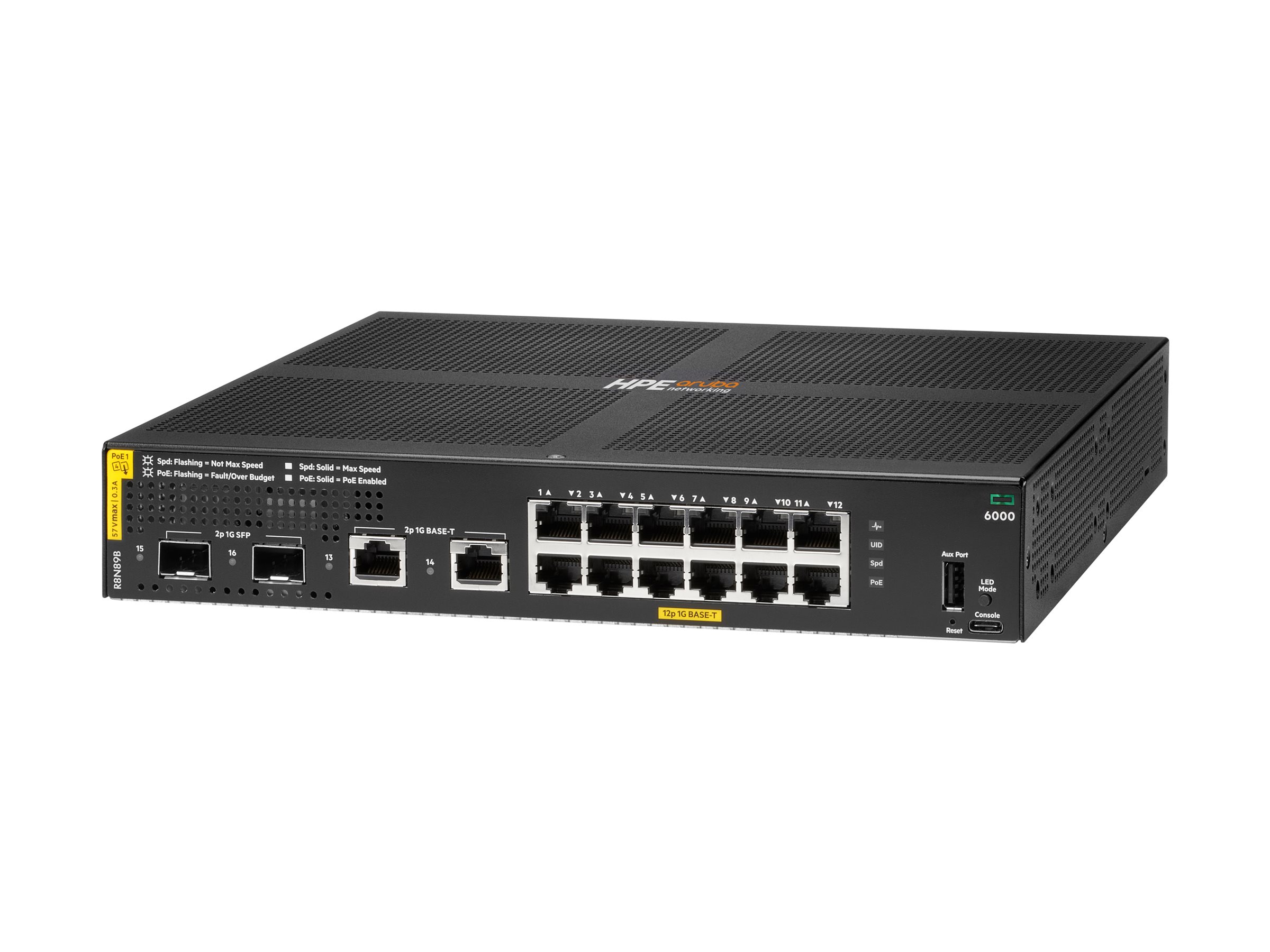 HPE Aruba Networking CX 6000 12p 10M/100M/1G Class4 PoE 2p SFP 1G 139W Switch