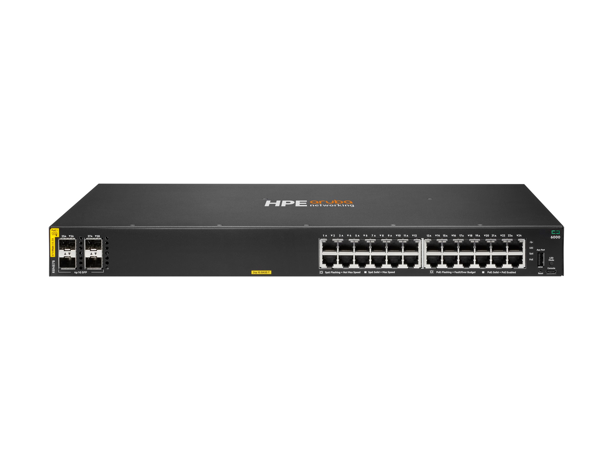 HPE Aruba Networking CX 6000 24p 10M/100M/1G Class4 PoE 4p SFP 1G 370W Switch