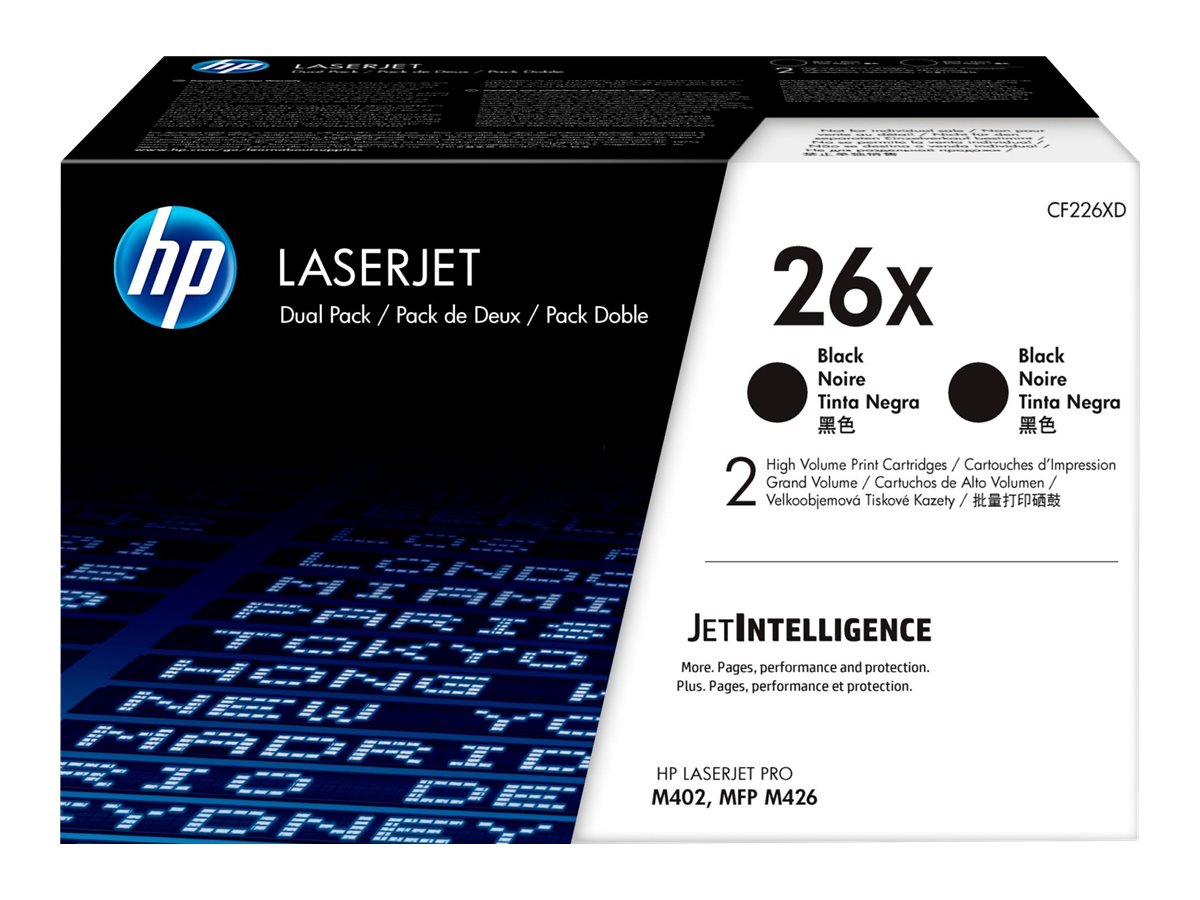 HP 26X 2er-Pack Schwarz Original LaserJet Tonerkartuschen mit hoher Reichweite
