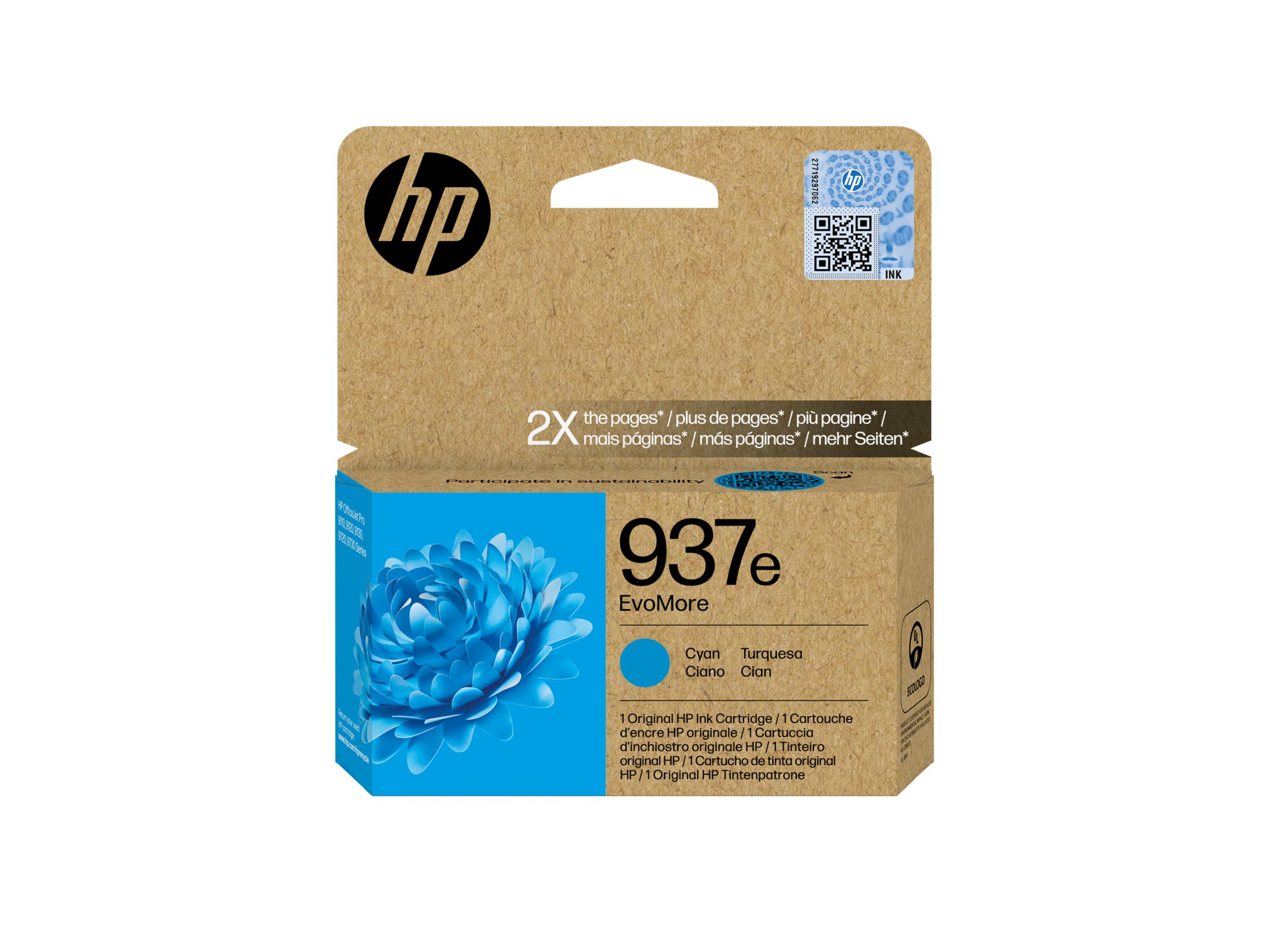 HP 937e EvoMore Cyan Org Ink Cartridge