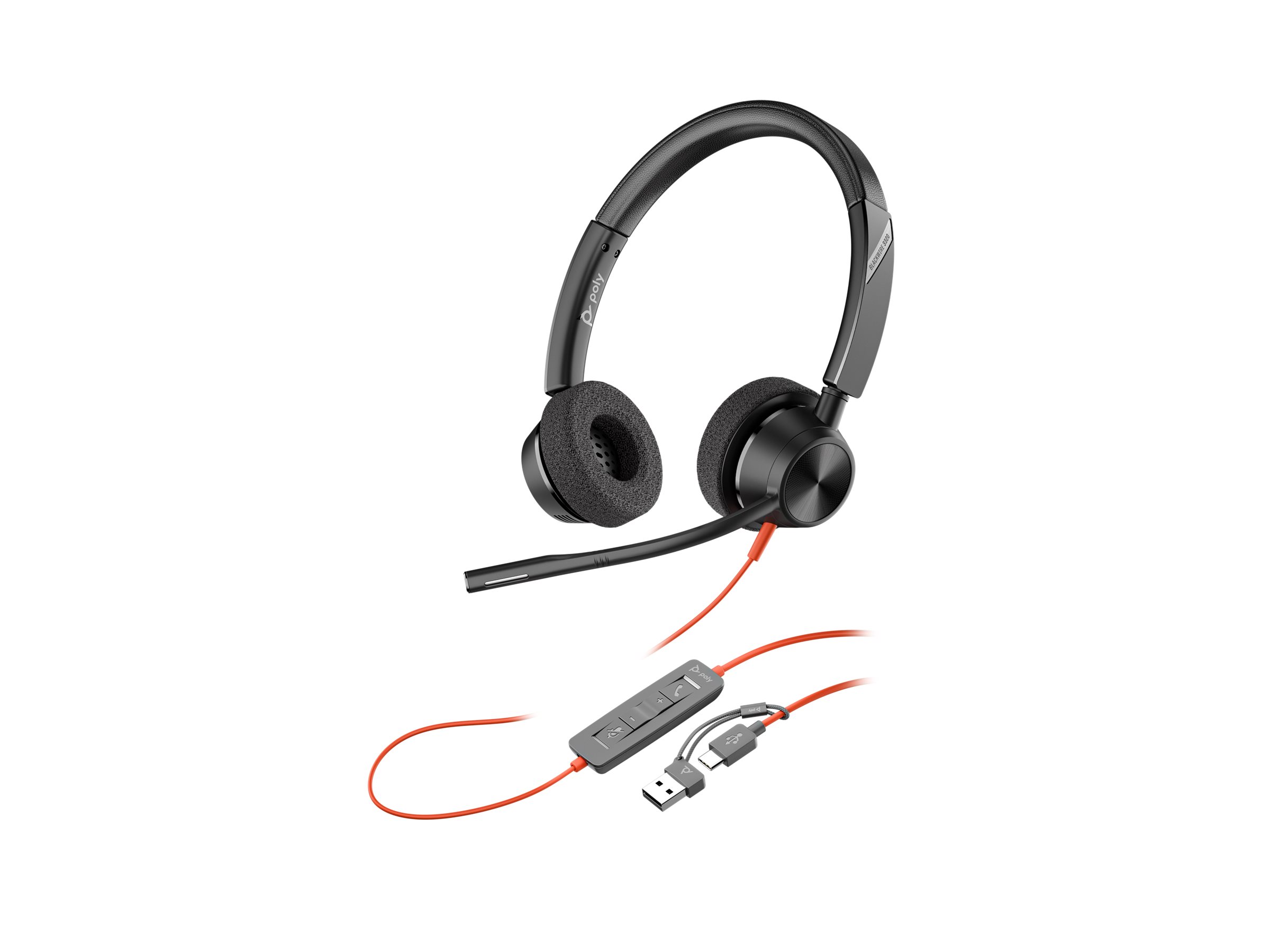 HP Poly Blackwire 3320 Stereo USB-C Headset +USB-C/A Adapter