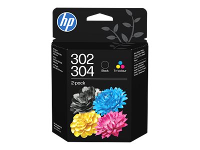 HP 302/304 Tri-color/Black Ink Crtg 2-Pk