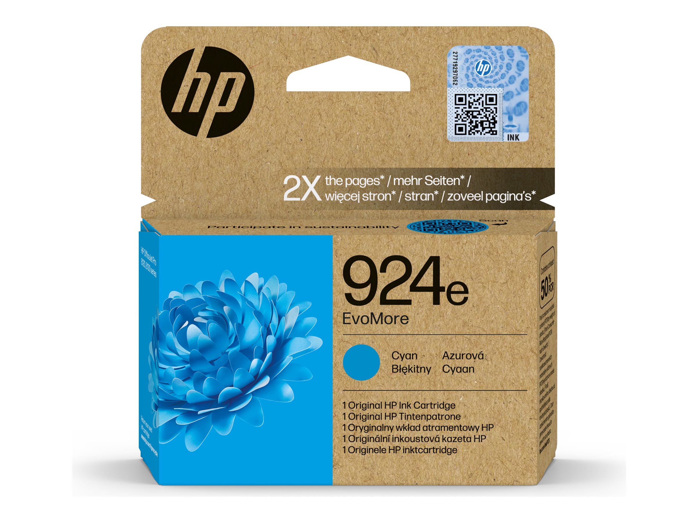 HP 924e EvoMore Cyan Original Ink Cartridge Cyan 800Seiten