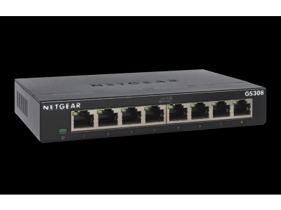 NETGEAR GS305 Switch 5 Port Gigabit Ethernet LAN Switch (Plug-and-Play Netzwerk Switch, LAN Verteiler, Hub energieffizient, lüfterlos, robustes Metallgehäuse)