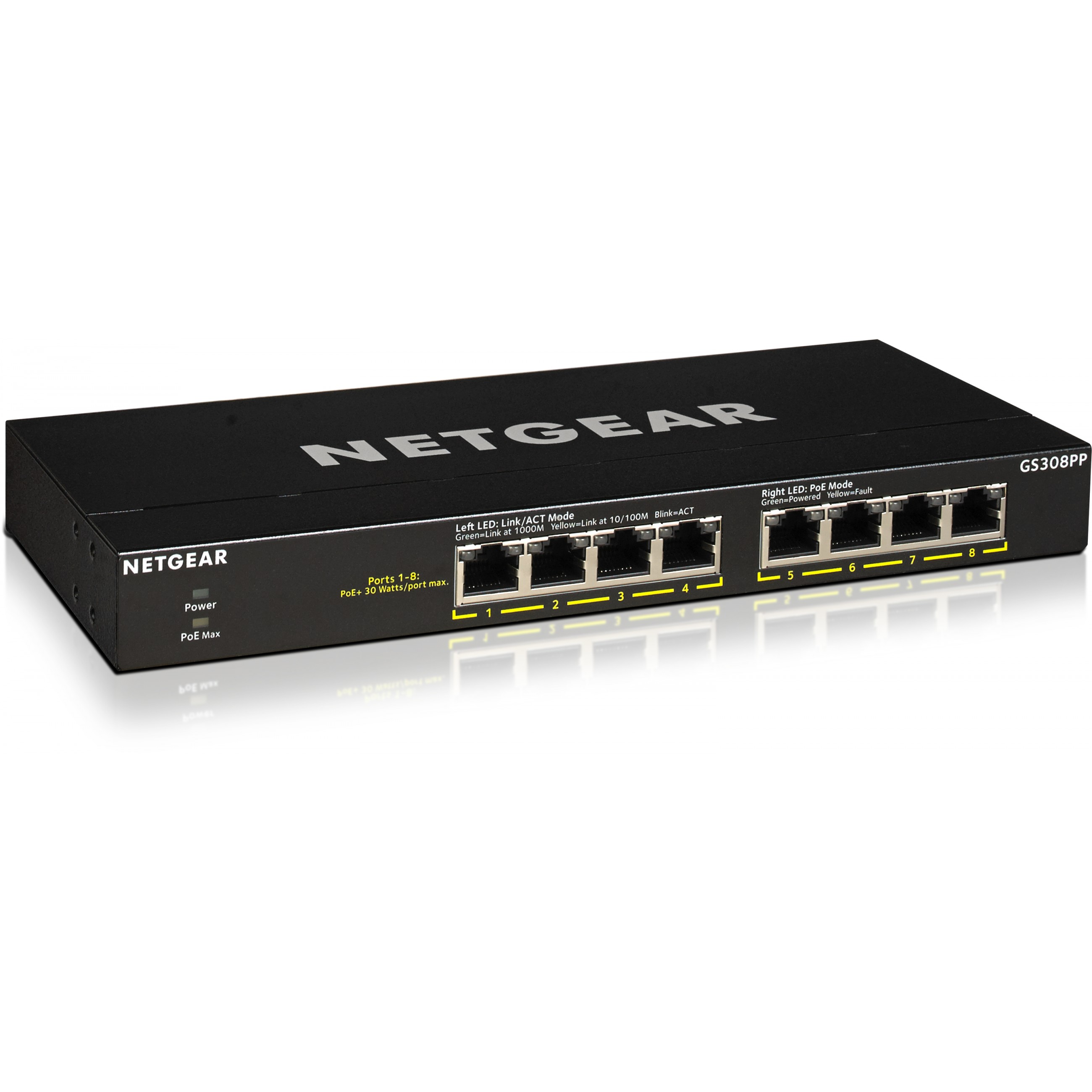 NETGEAR Switch 8x GE GS308PP unmanaged, lüfterlos