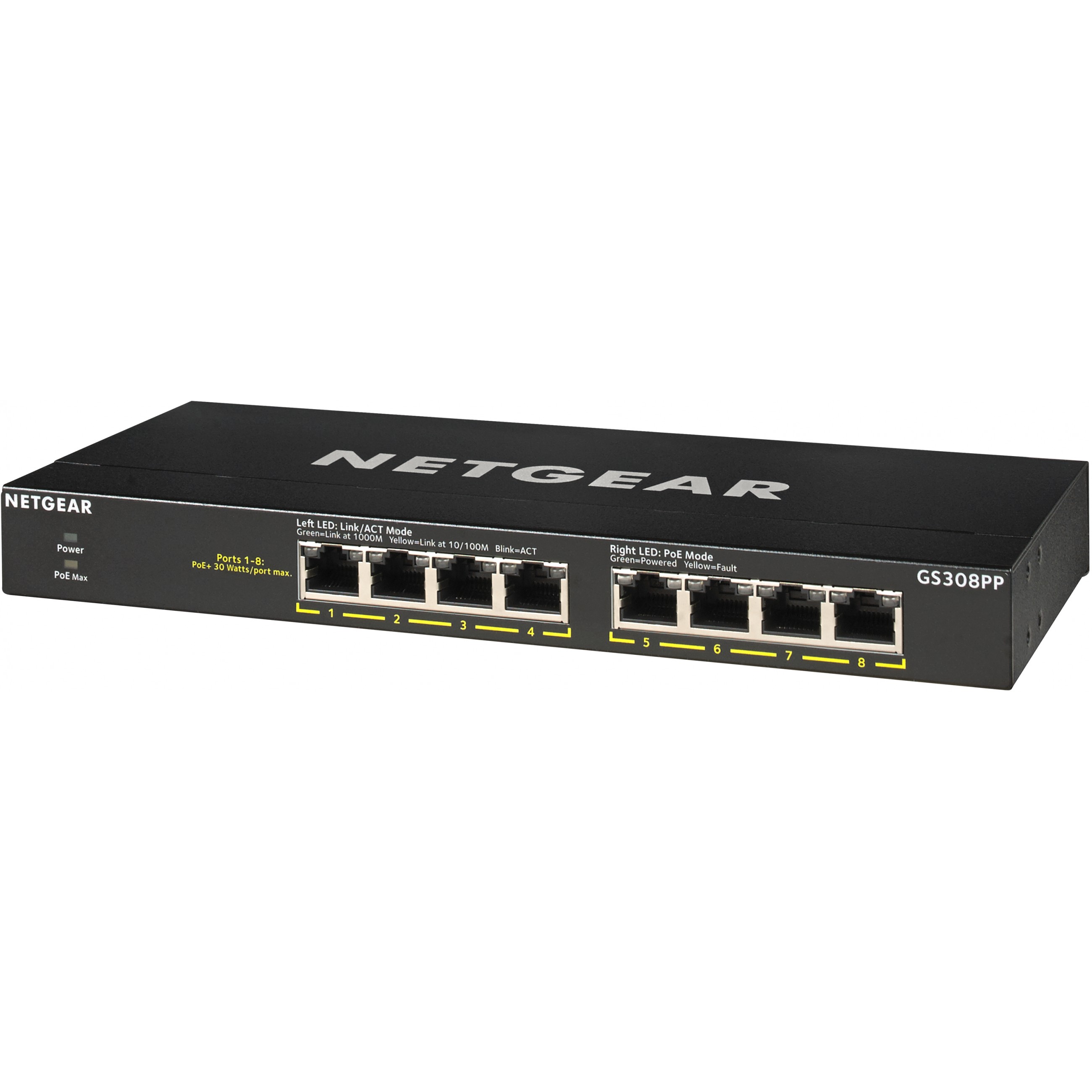 NETGEAR Switch 8x GE GS308PP unmanaged, lüfterlos