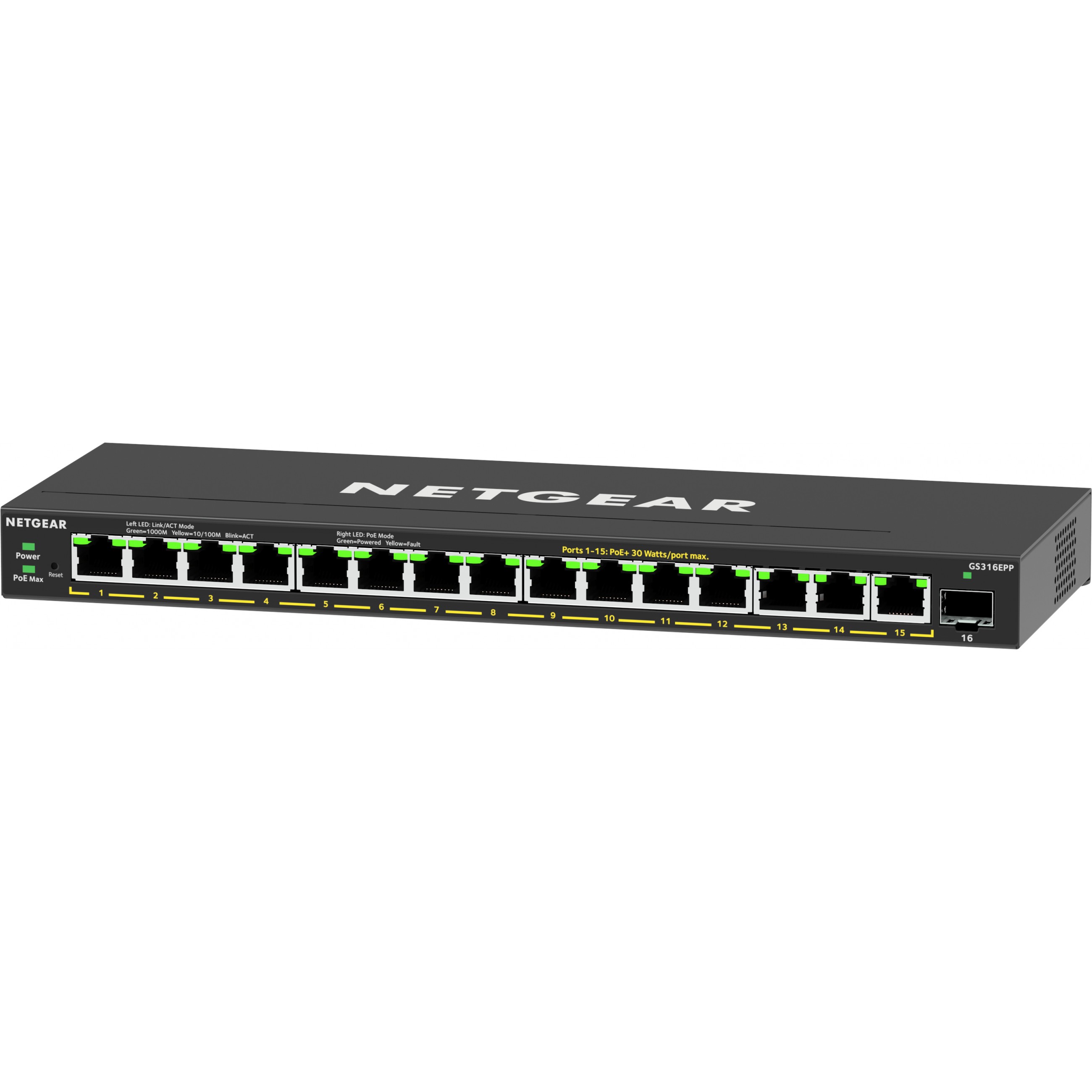 NETGEAR Switch 16x GE GS316EPP-100PES PoE+ Gigabit 231W 1SF