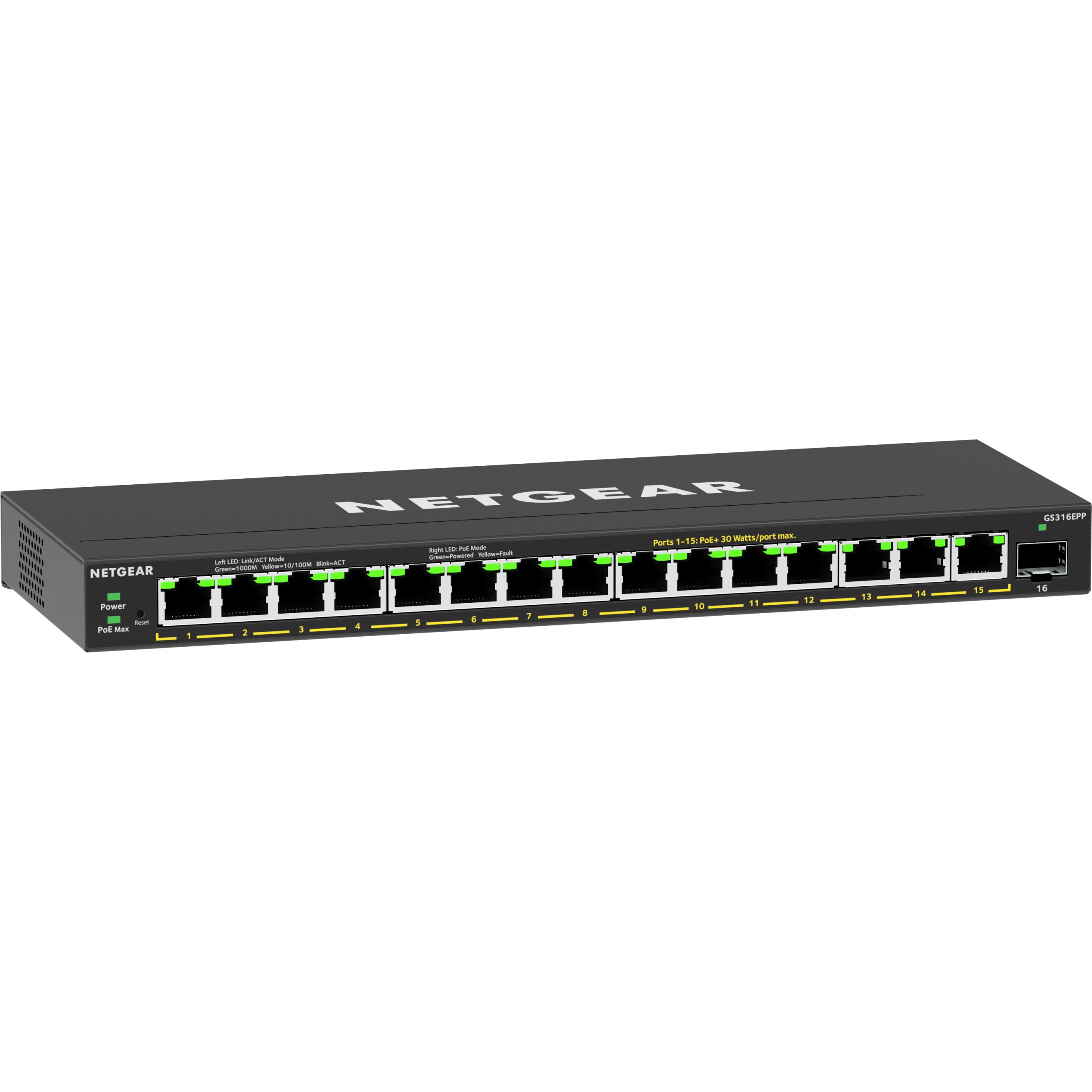 NETGEAR Switch 16x GE GS316EPP-100PES PoE+ Gigabit 231W 1SF