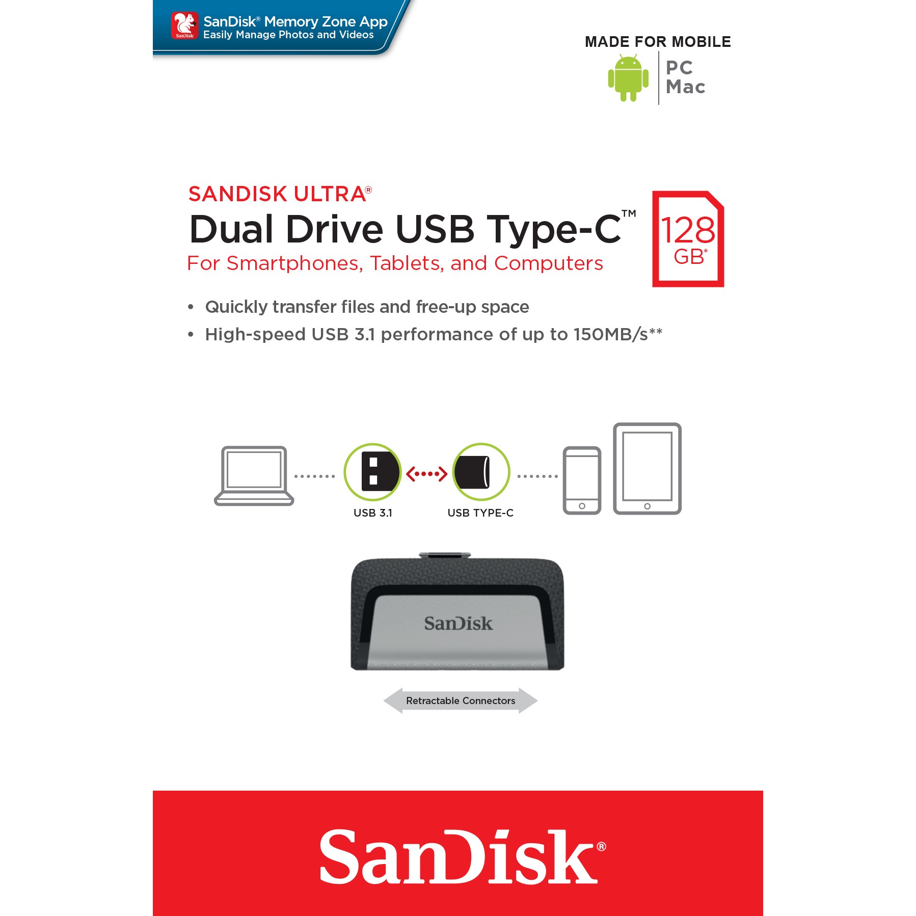 USB-Stick 128GB SanDisk Ultra Dual