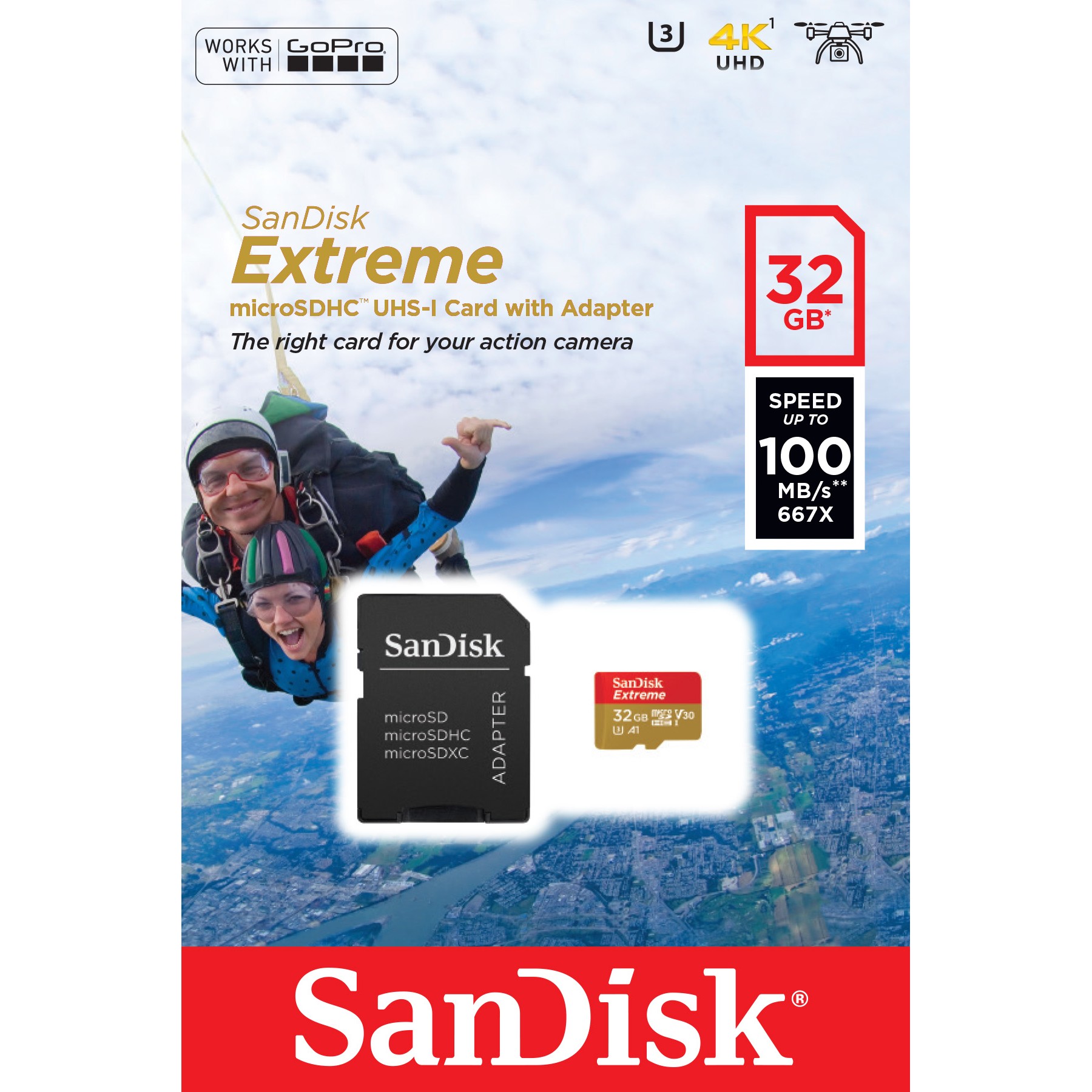 SD MicroSD Card  32GB SanDisk Extreme SDHC inkl. Adapter