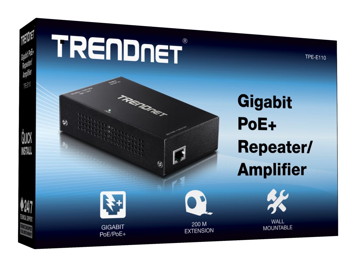 TRENDnet TPE-E110 Gigabit PoE+ Repeater Amplifier