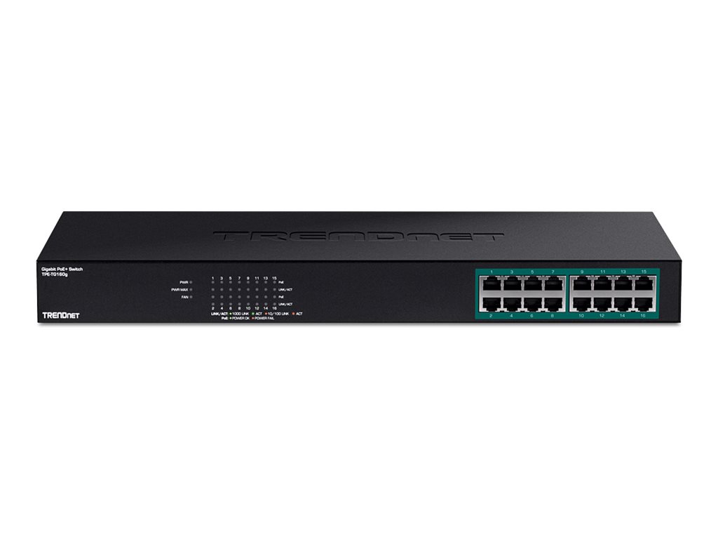 TRENDnet TPE-TG160g 16-Port PoE+ Switch GREENnet Gigabit 246W