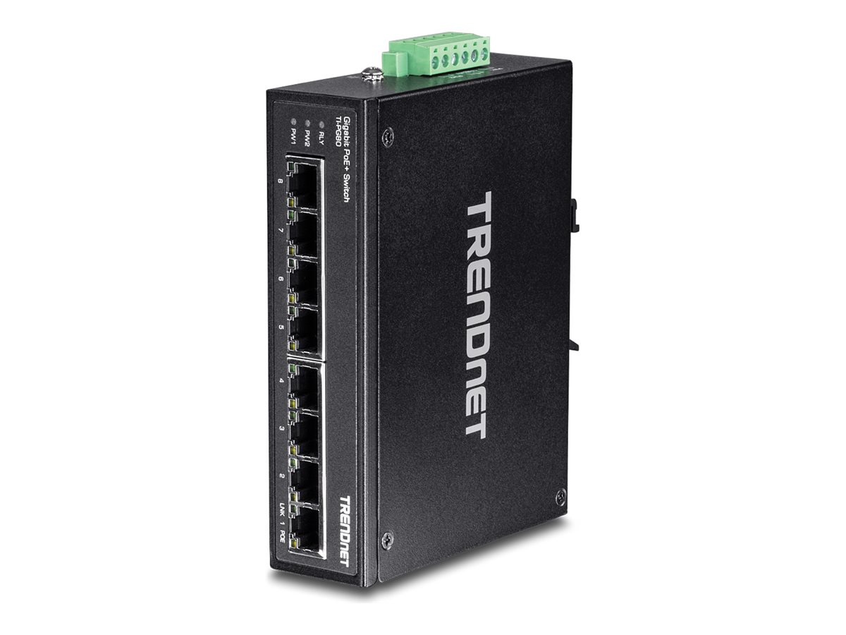 TRENDnet TI-PG80 8-Port Gehärteter Industrieller Gigabit PoE+ DIN-Rail Switch
