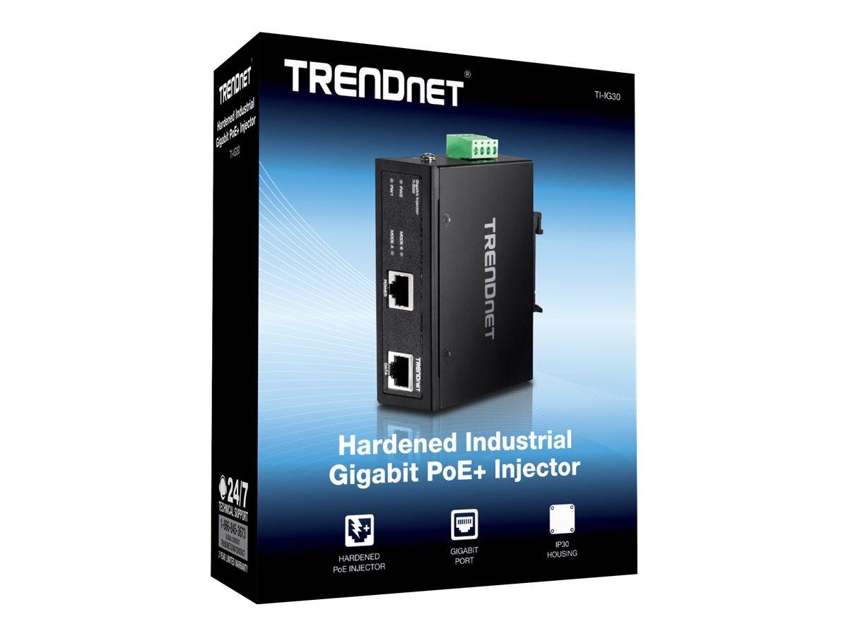 TRENDnet TI-IG30 Gehärteter industrieller Gigabit PoE+ Injektor