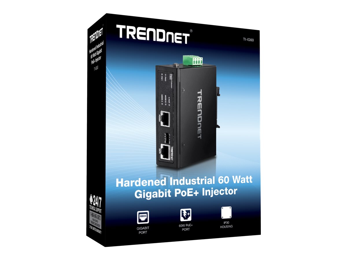 TRENDnet TI-IG60 Gehärteter industrieller Gigabit PoE+ Injektor