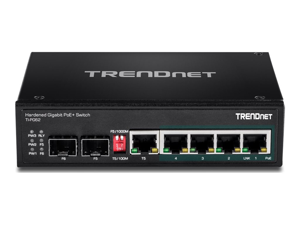 TRENDnet TI-PG62 6-Port Gigabit Switch PoE+ DIN-Rail Industrial