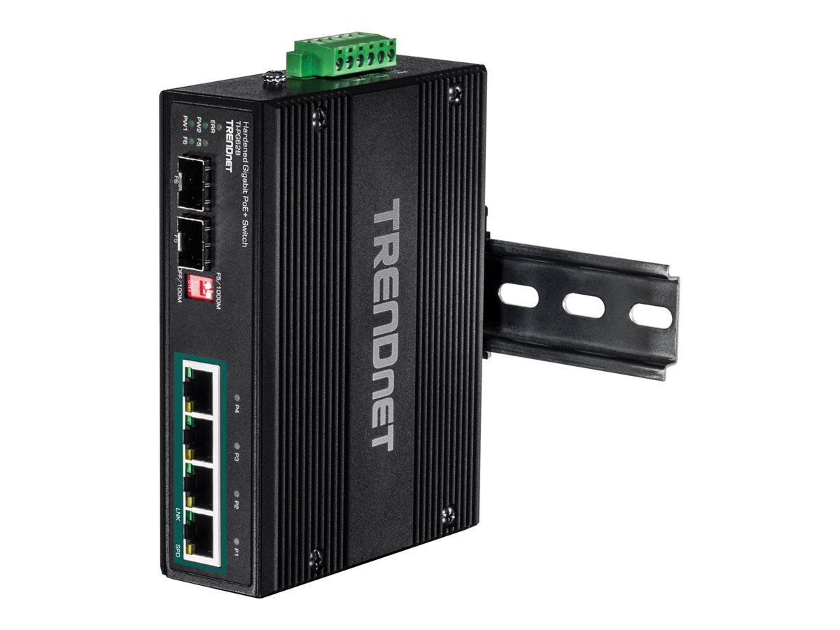 TRENDnet TI-PG62B 6port Switch PoE+ 2SFP Industrial Gigabit