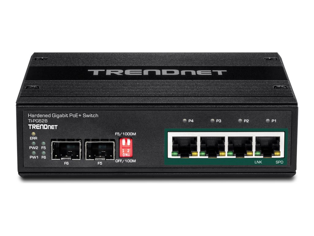 TRENDnet TI-PG62B 6port Switch PoE+ 2SFP Industrial Gigabit