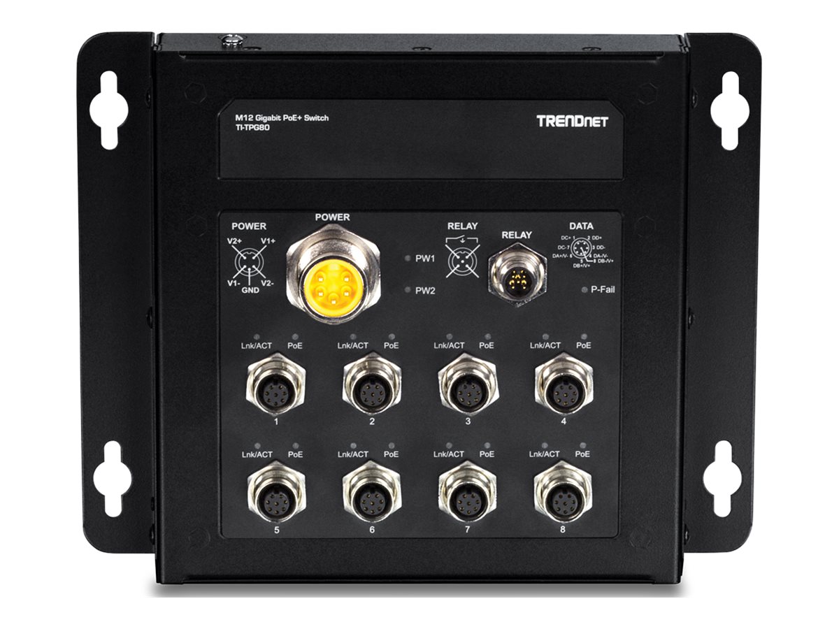 TRENDnet Switch  8-Port Gbit Industrial PoE+ EN50155 M12