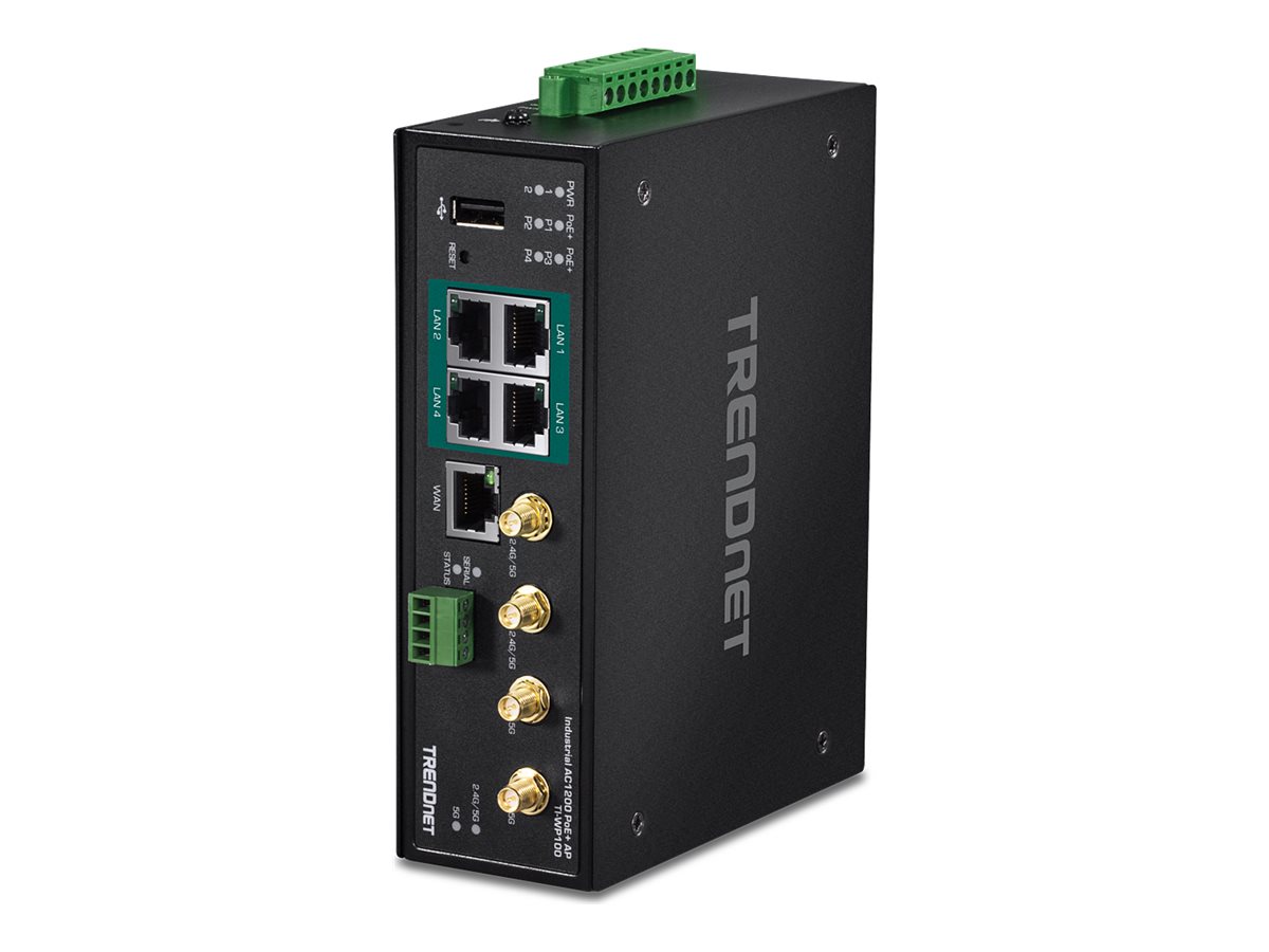 TRENDnet TI-WP100 Industrial PoE+ Router, Wireless AC1200 Gigabit