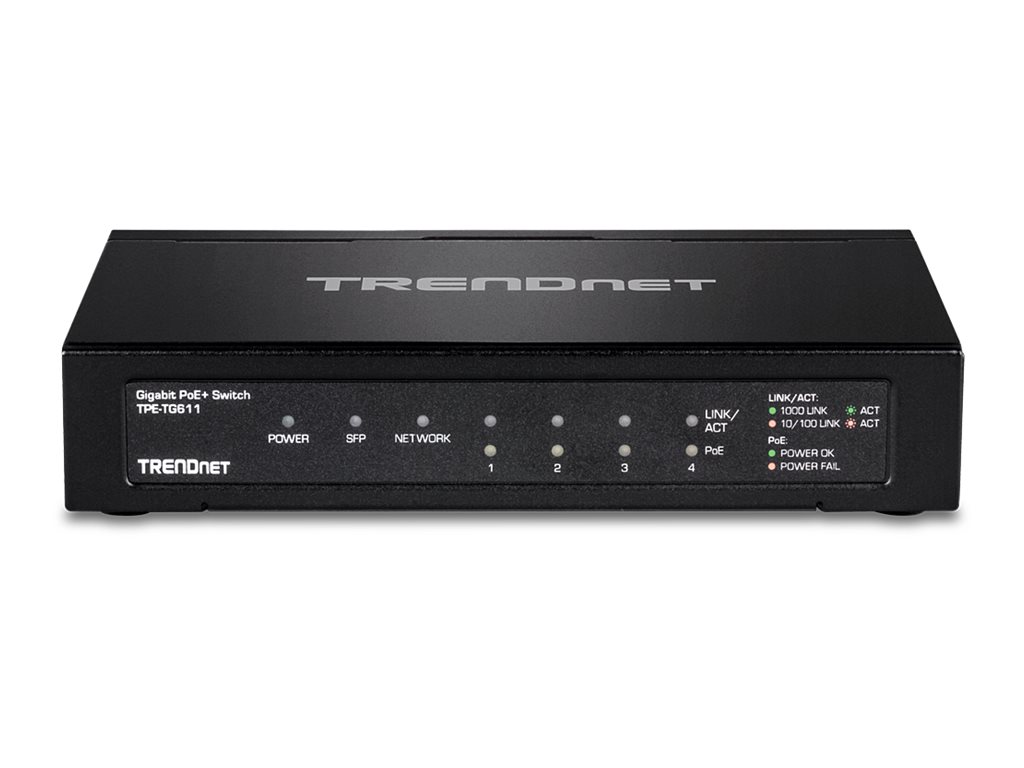 TRENDnet TPE-TG611 6-Port Switch PoE+ Gigabit