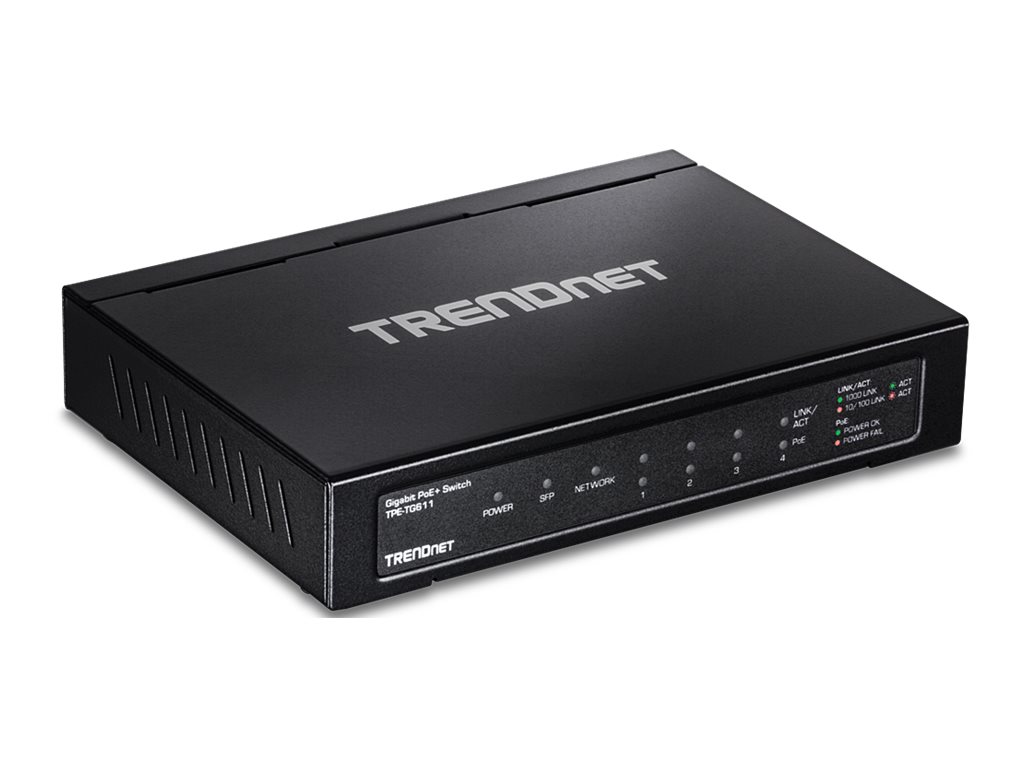 TRENDnet TPE-TG611 6-Port Switch PoE+ Gigabit
