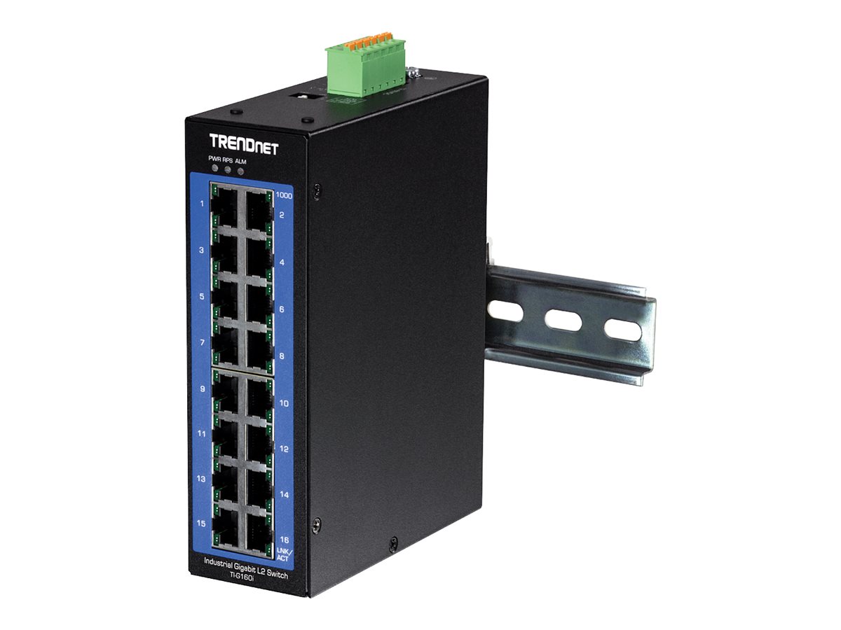 TRENDnet TI-G160i 16Port DIN-Rail Switch Industrial Gigabit L2 Managed