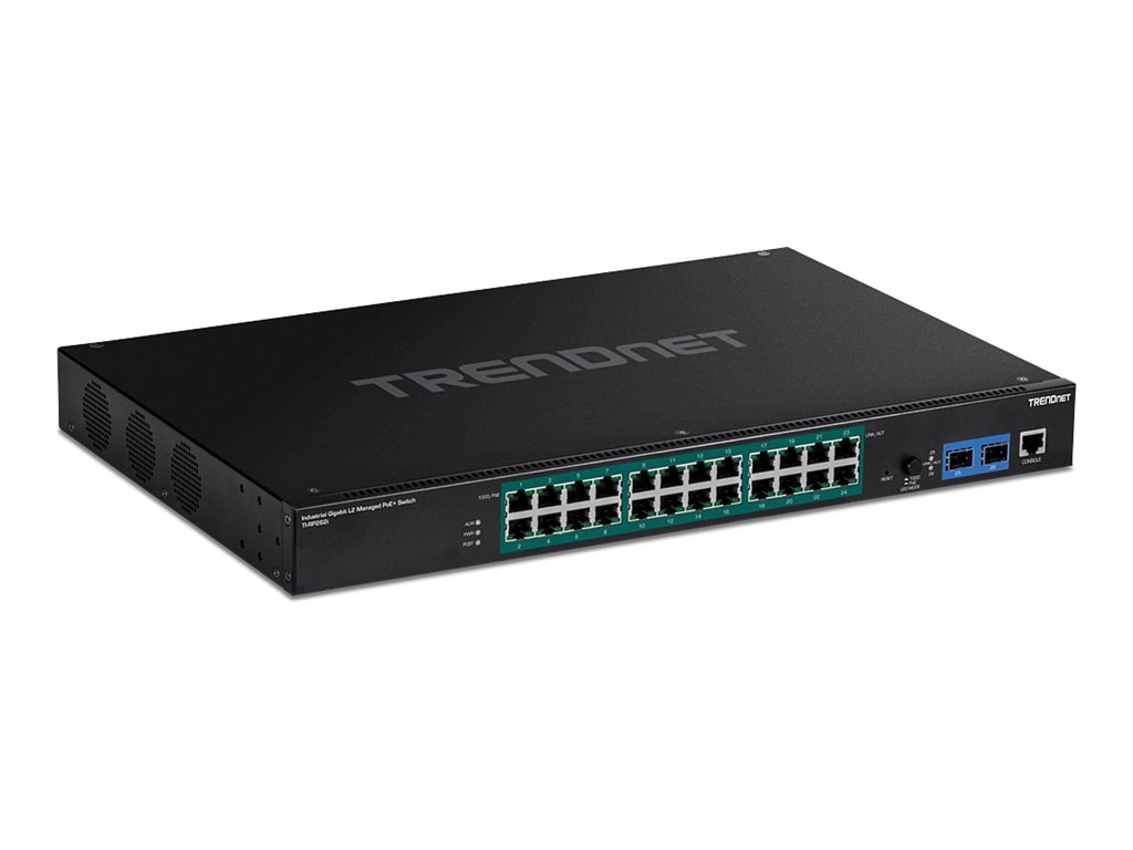 TRENDnet TI-RP262i 26-Port Industrial Rackmount PoE+ Switch Gigabit L2 Managed