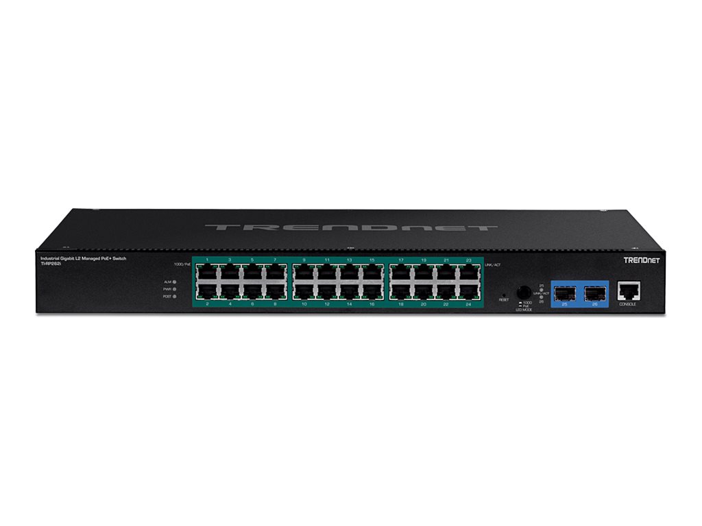 TRENDnet TI-RP262i 26-Port Industrial Rackmount PoE+ Switch Gigabit L2 Managed