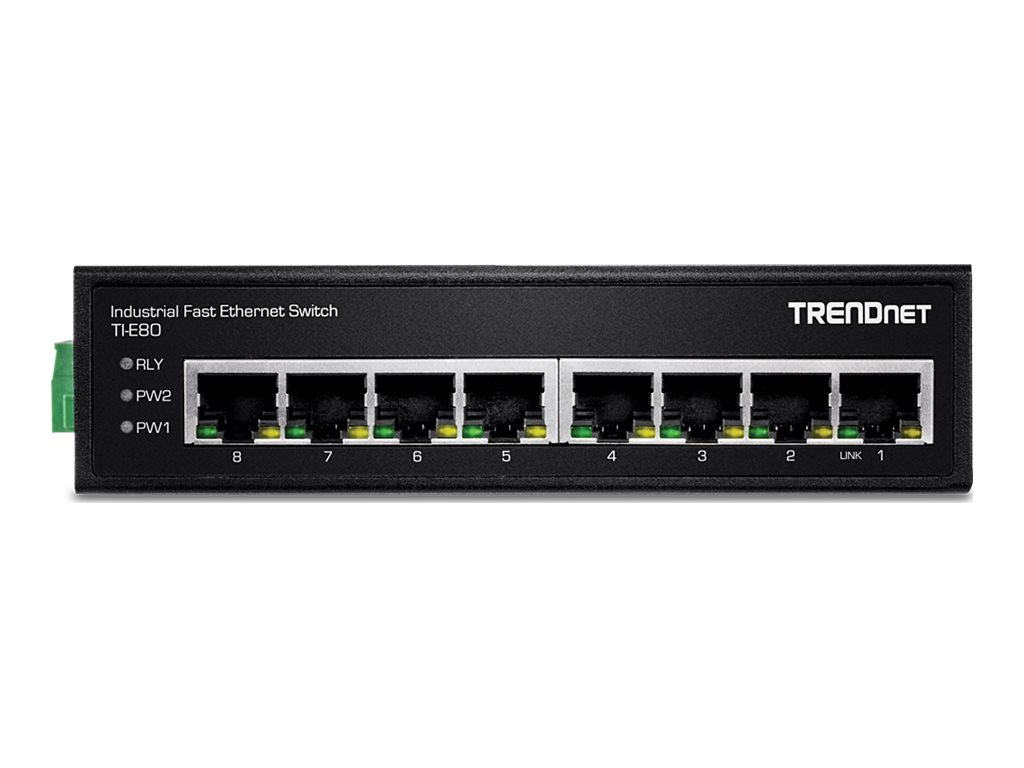 TRENDnet TI-E80 Industrial Fast Ethernet DIN-Rail Switch 8-Port