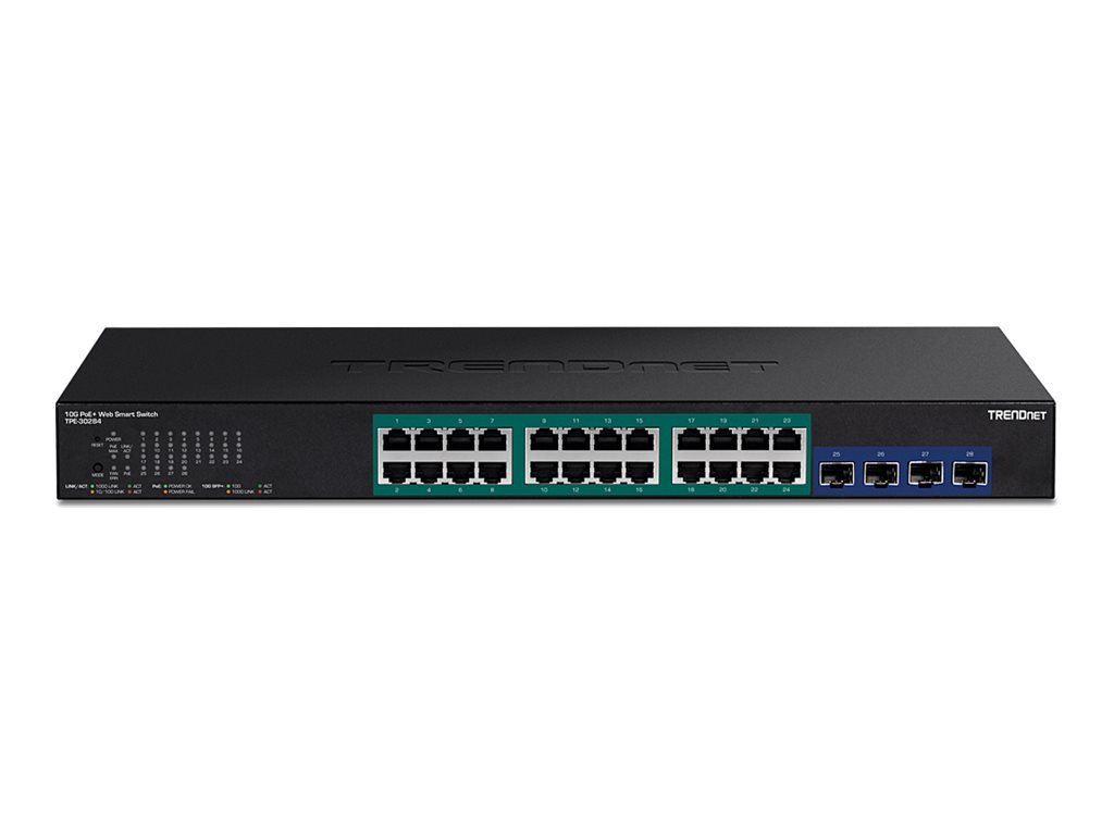 TRENDnet TPE-30284 28-Port Gigabit Switch, Web Smart PoE+ Switch mit 10G SFP+ slots