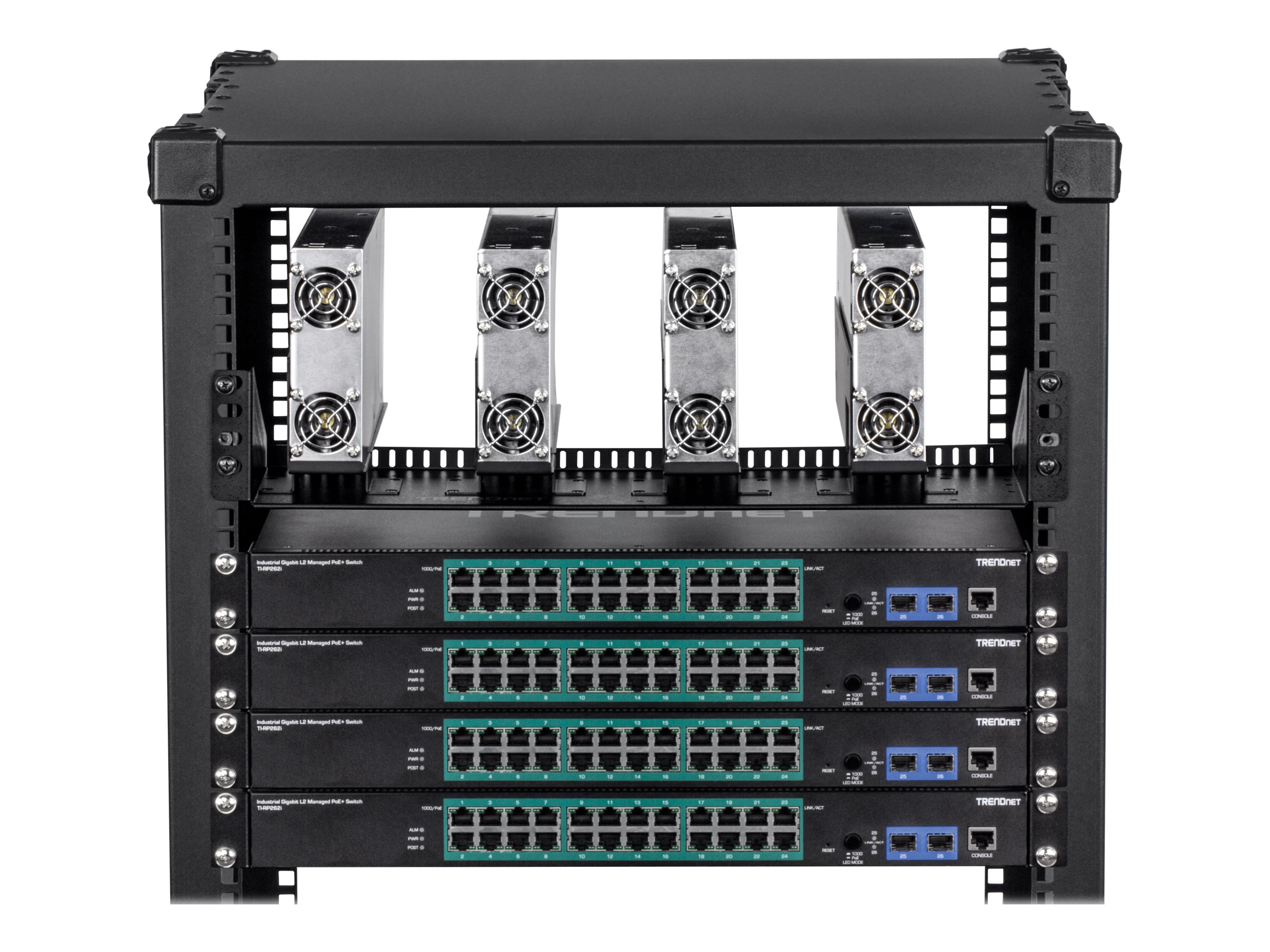 TRENDnet TI-R4U 19-Zoll rackmontierbares vertikales Chassis, für industrielle Netzteile