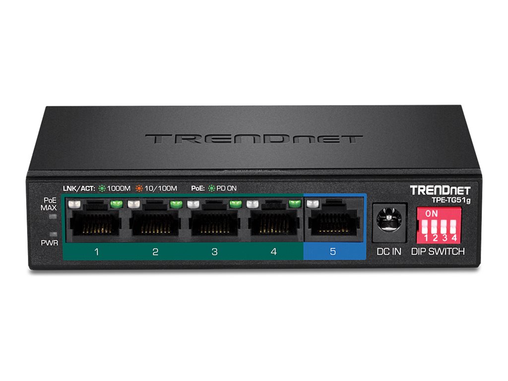 TRENDnet TPE-TG51G 5-Port PoE+ Switch Gigabit 60W