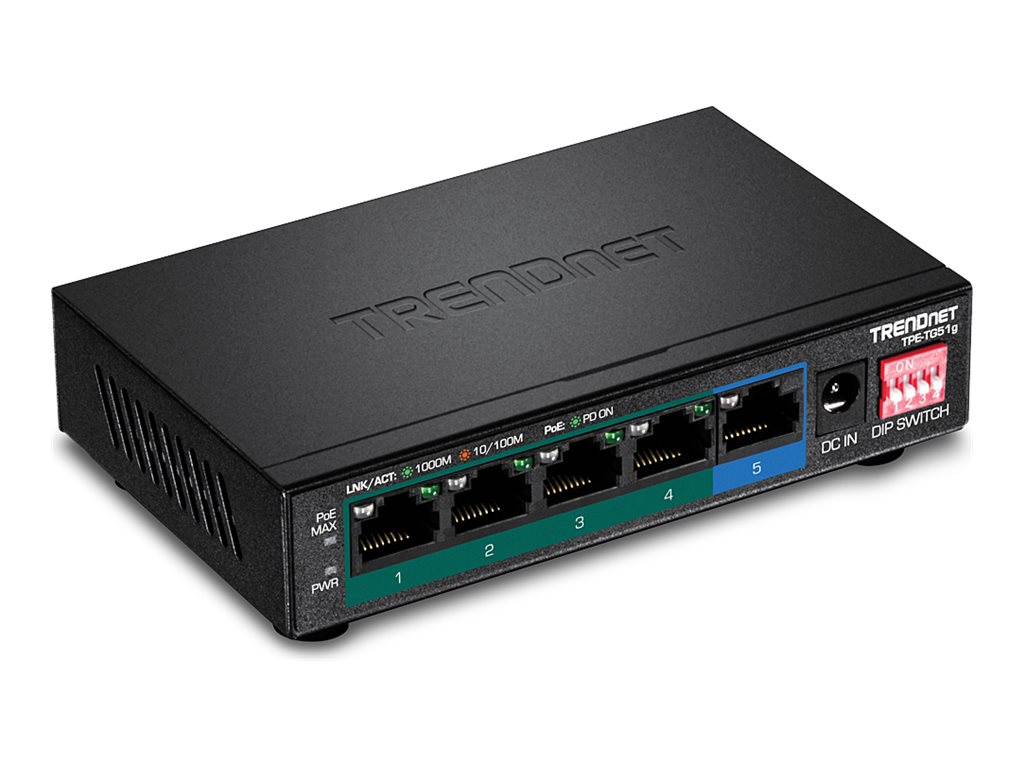 TRENDnet TPE-TG51G 5-Port PoE+ Switch Gigabit 60W